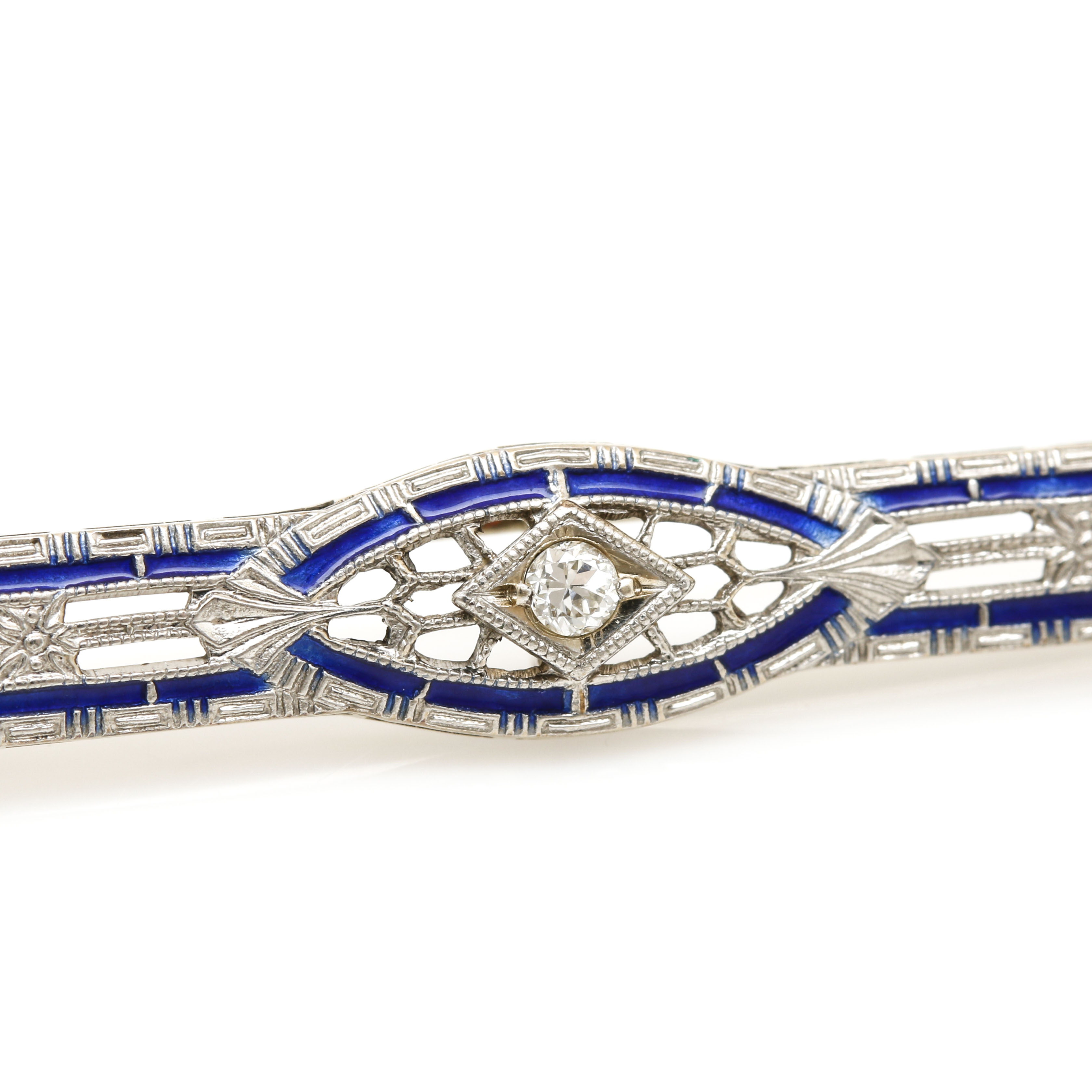 14K White Gold Diamond Brooch