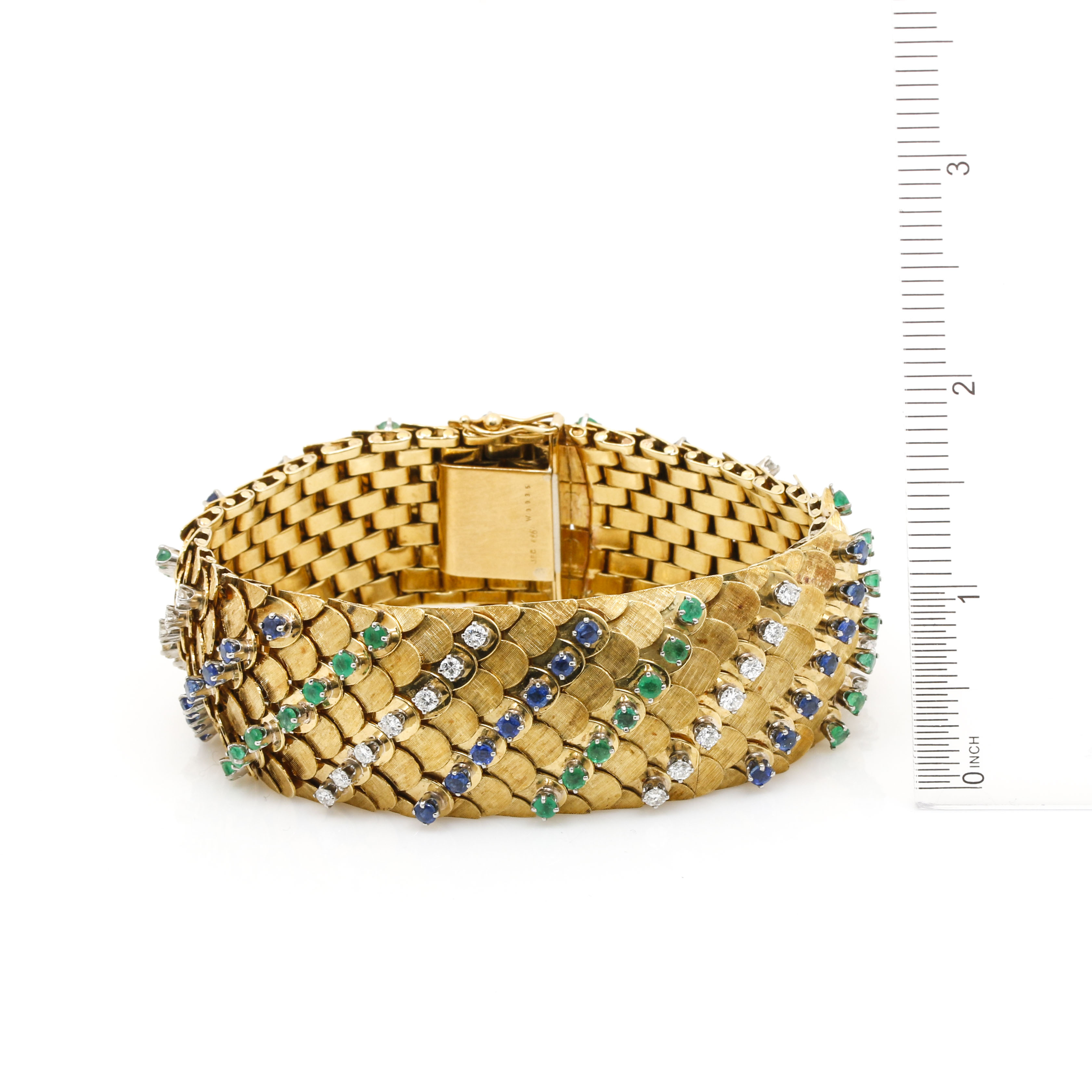 14K Yellow Gold 1.92 CTW Diamond, Sapphire, and Emerald Bracelet