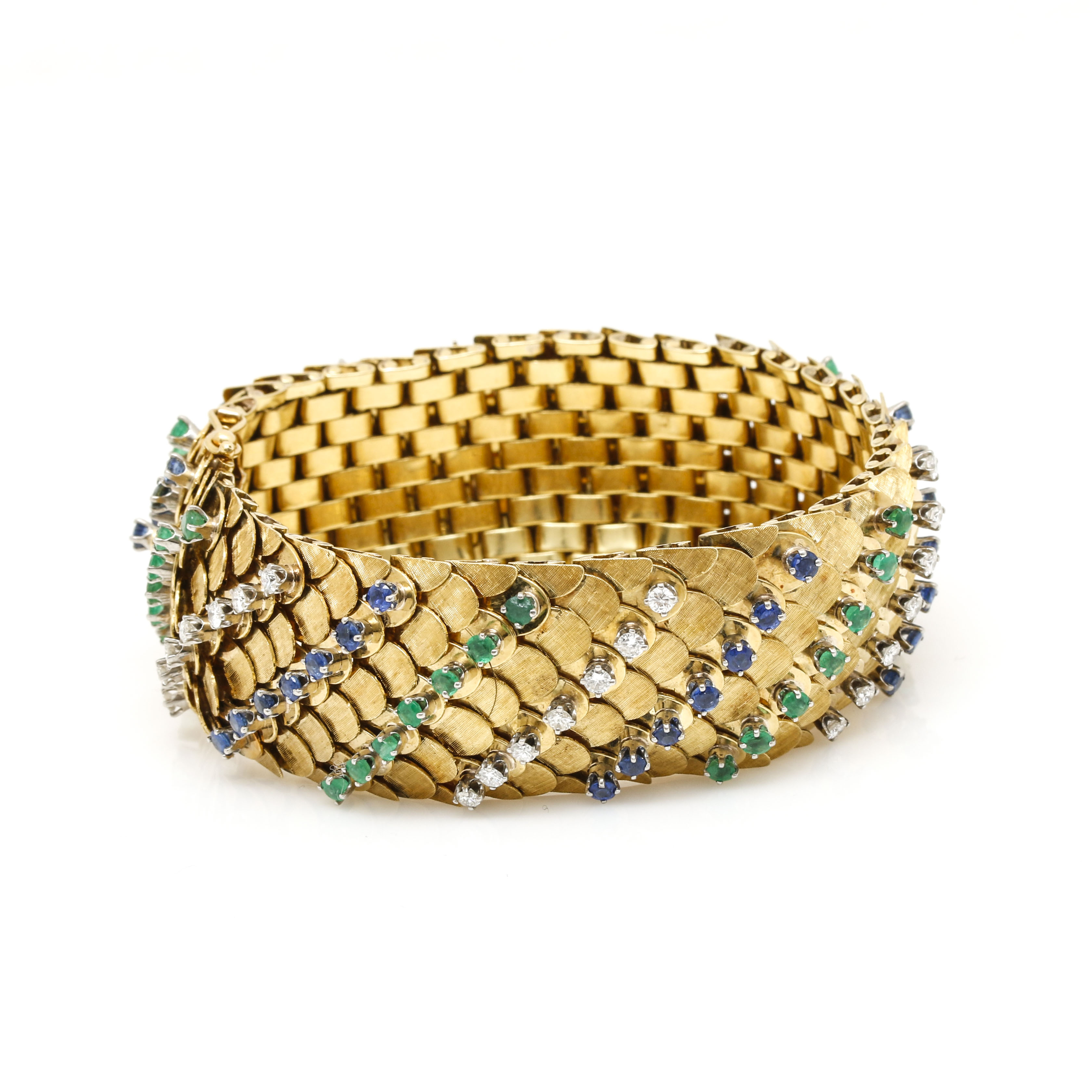 14K Yellow Gold 1.92 CTW Diamond, Sapphire, and Emerald Bracelet