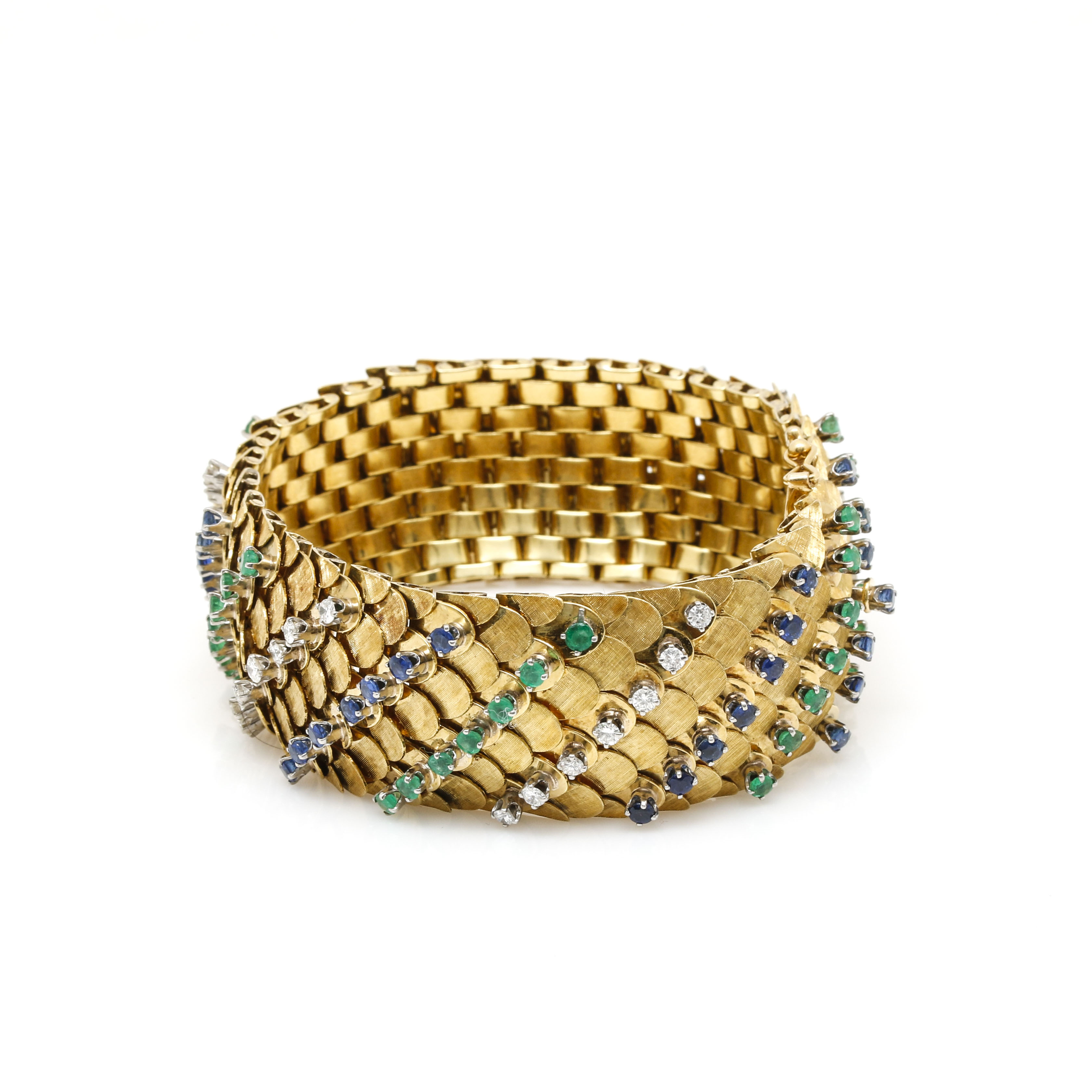 14K Yellow Gold 1.92 CTW Diamond, Sapphire, and Emerald Bracelet