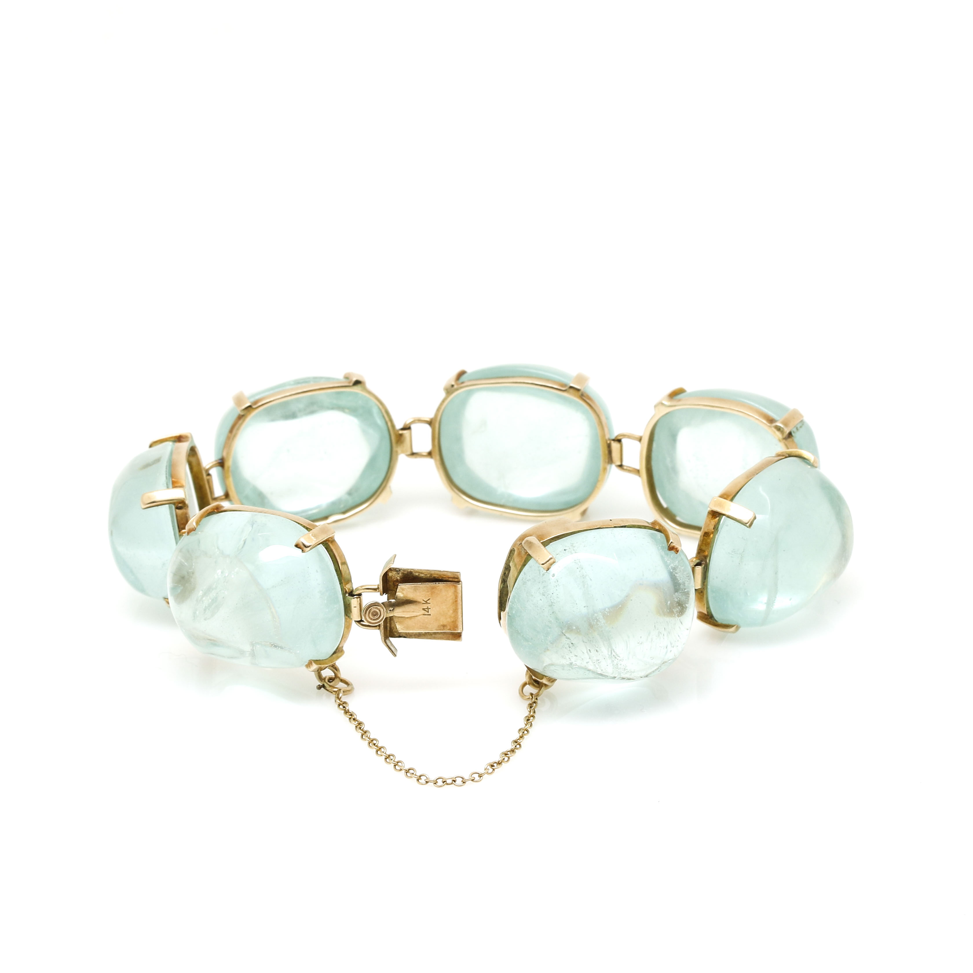 14K Yellow Gold 350.00 CTW Aquamarine Bracelet