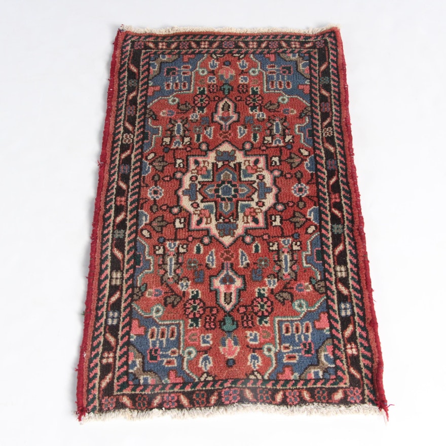 Hand-Knotted Persian Malayer Wool Accent Rug