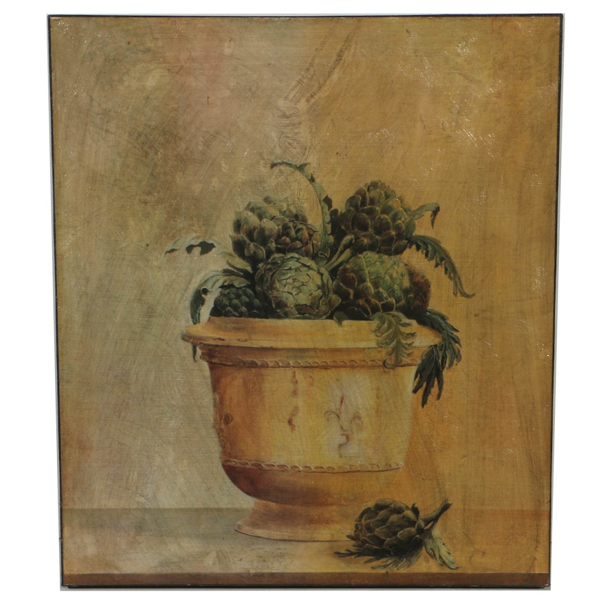 Offset Lithograph on Canvas After Hampton Hall's "Artichokes"