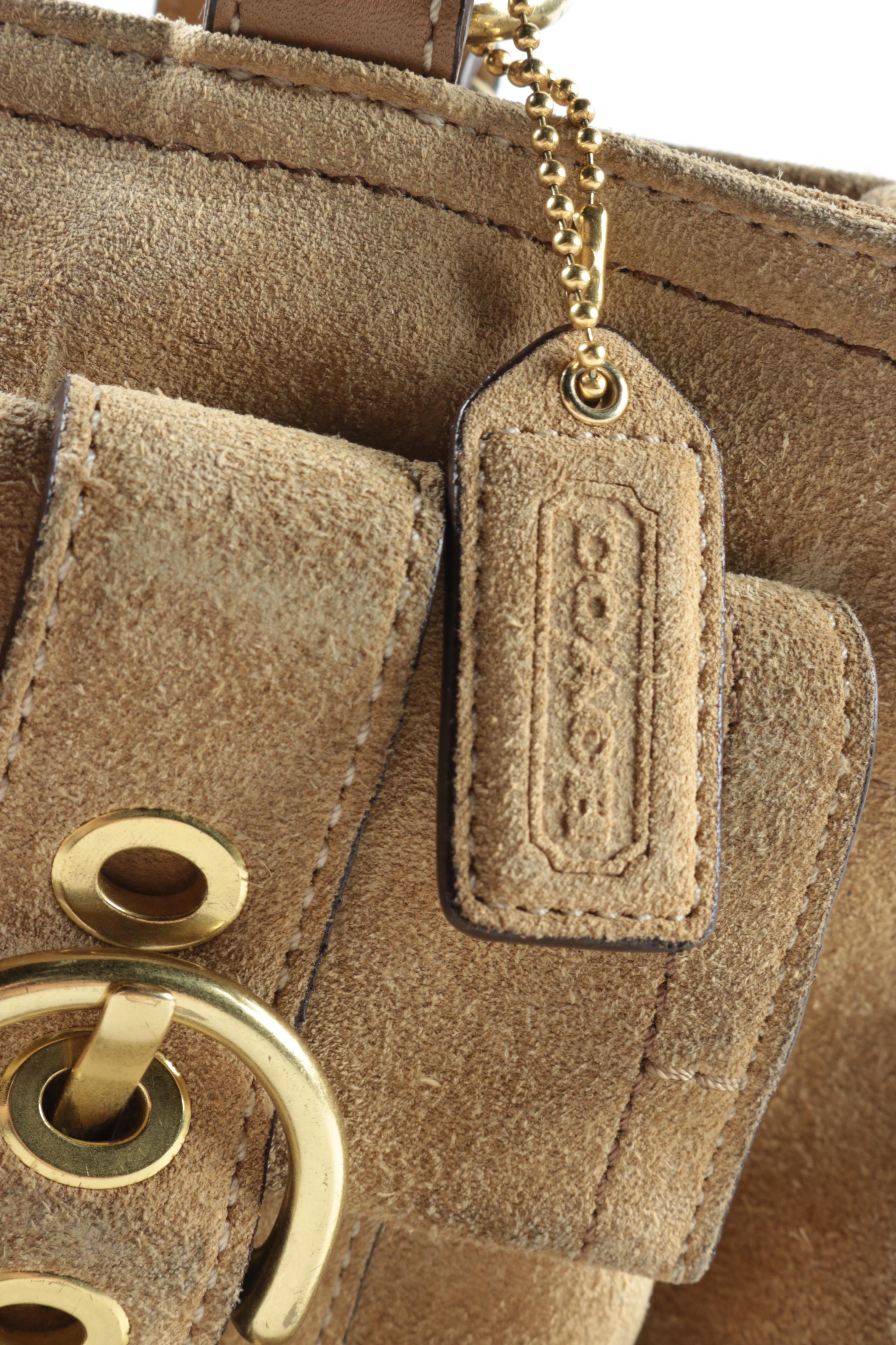 Coach Soho Tan Suede Buckle Pocket Satchel