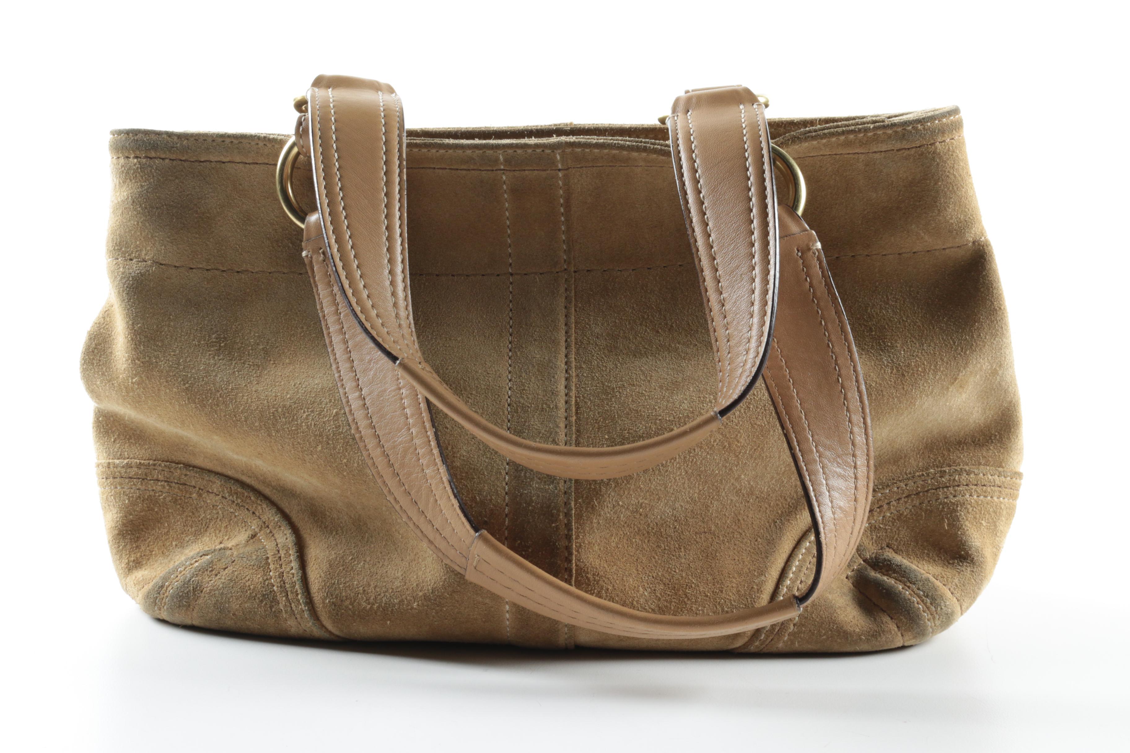 Coach Soho Tan Suede Buckle Pocket Satchel