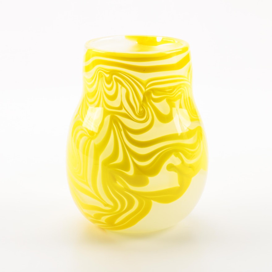 J. Schneider Hand Blown Art Glass Vase