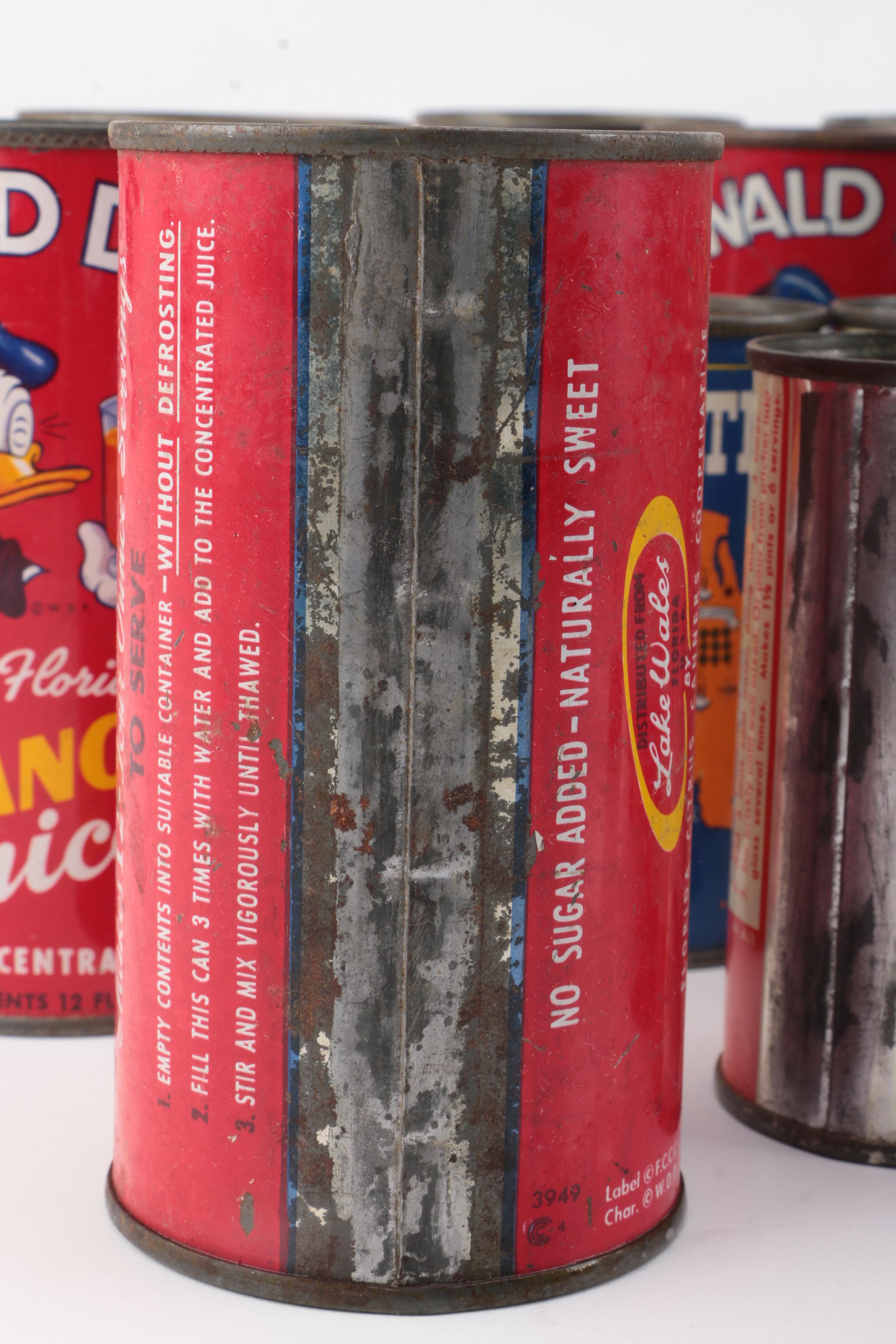 Disney, Florida, and Other Metal Orange Juice Concentrate Cans