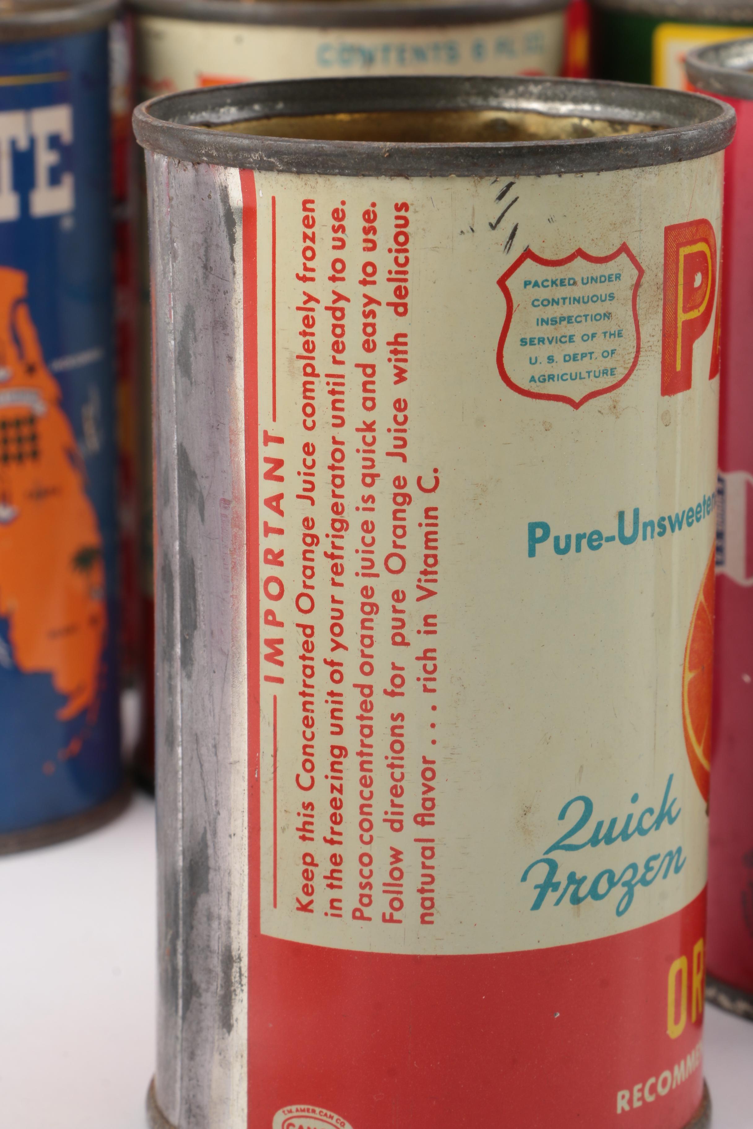 Disney, Florida, and Other Metal Orange Juice Concentrate Cans