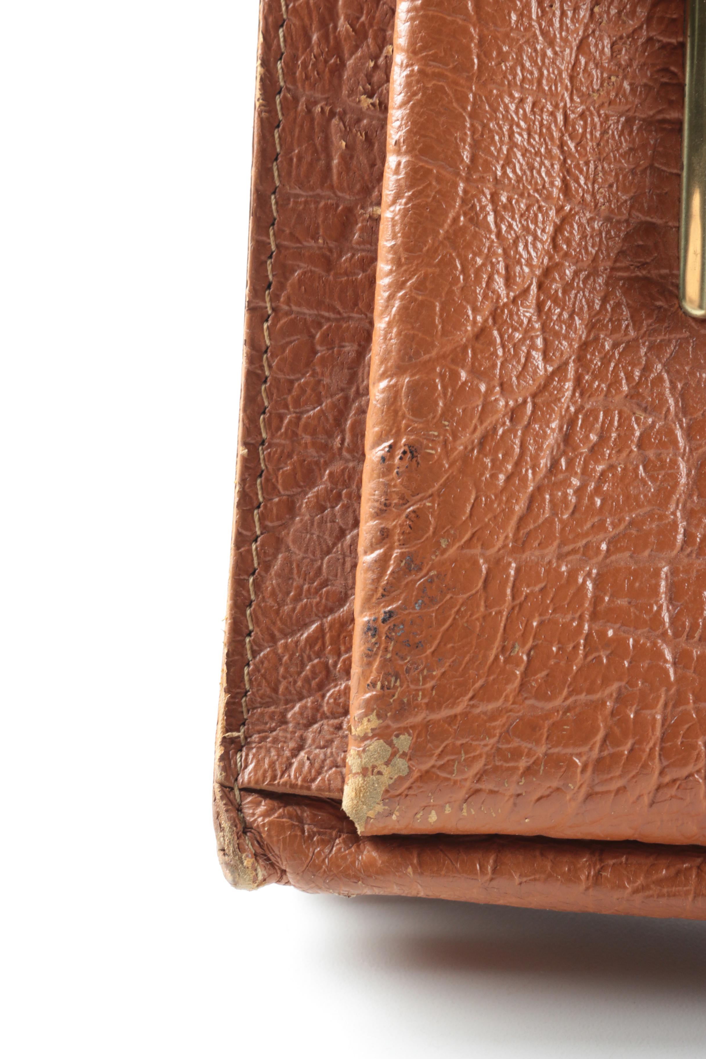 Brown Textured Leather Briefcase