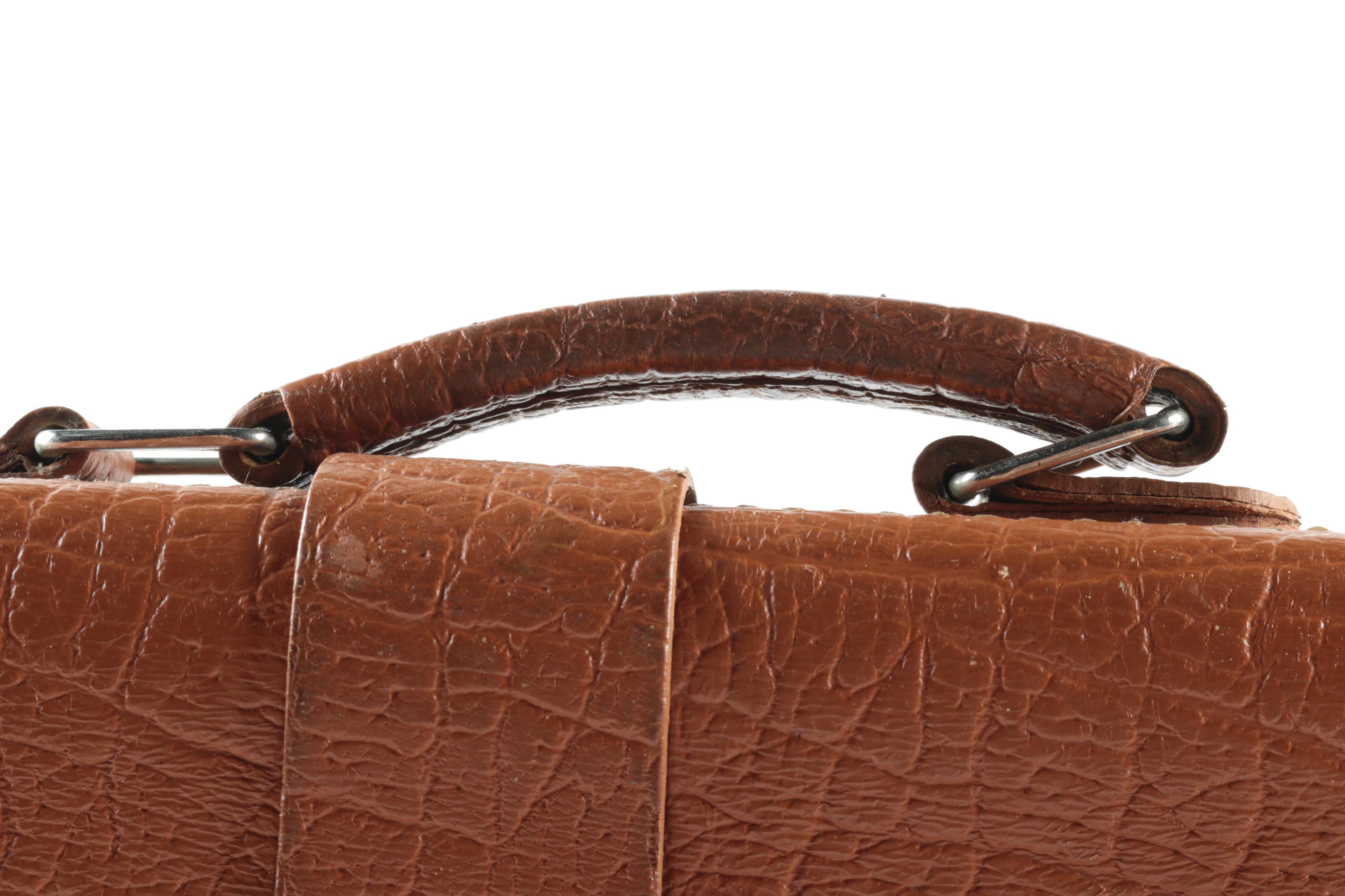 Brown Textured Leather Briefcase