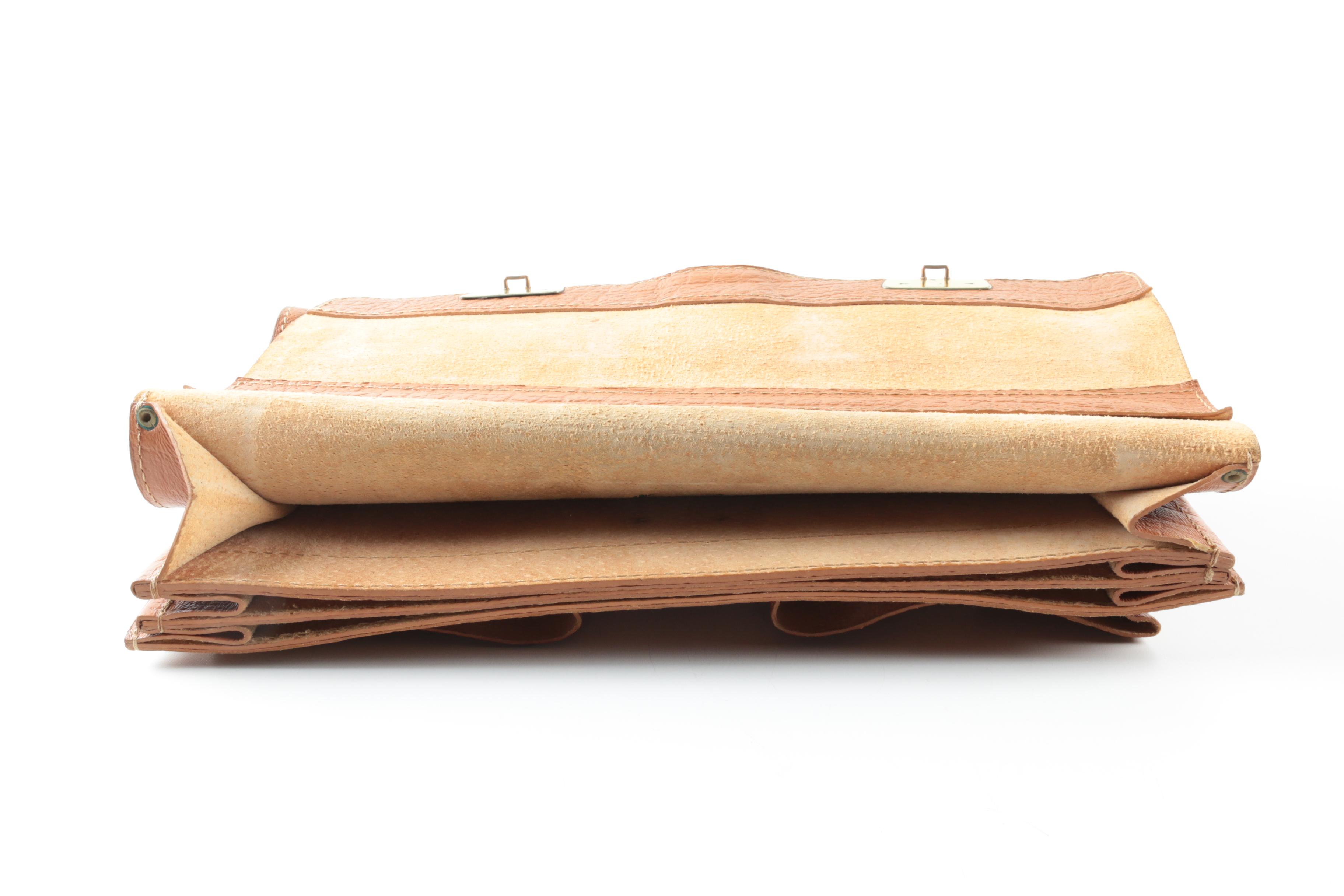 Brown Textured Leather Briefcase