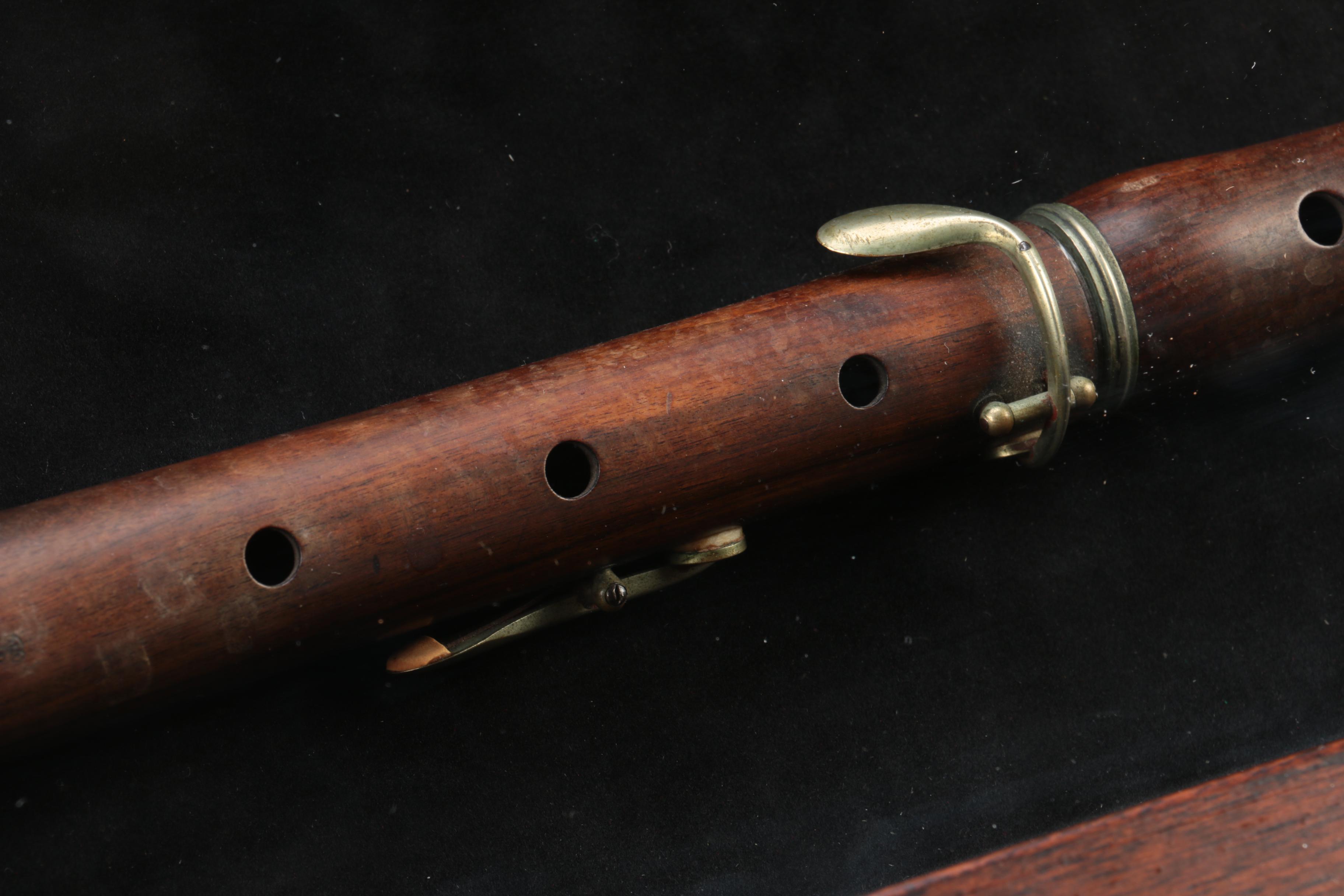 Antique Martin Frères Rosewood Flute in Frame, C. 1840-1890