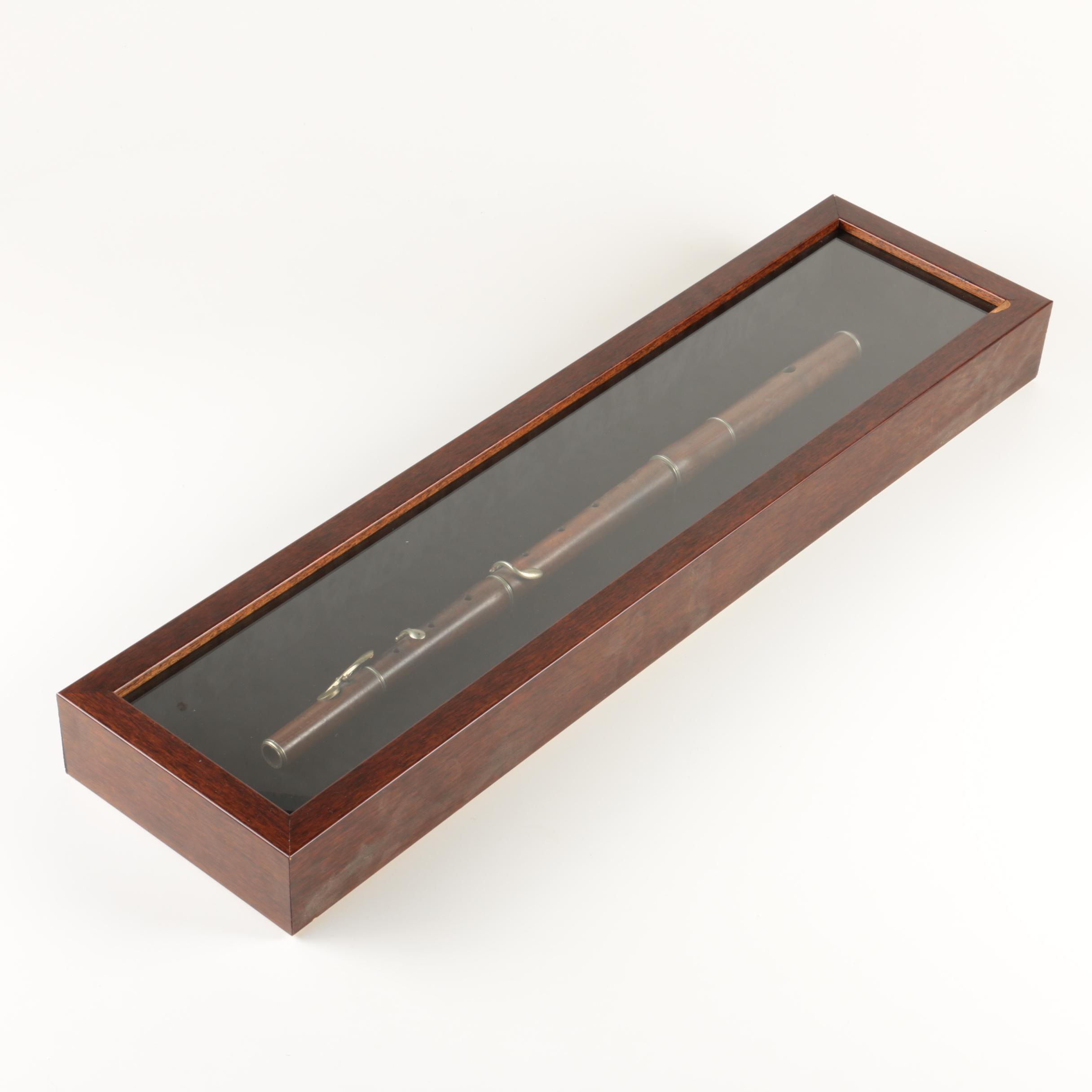 Antique Martin Frères Rosewood Flute in Frame, C. 1840-1890