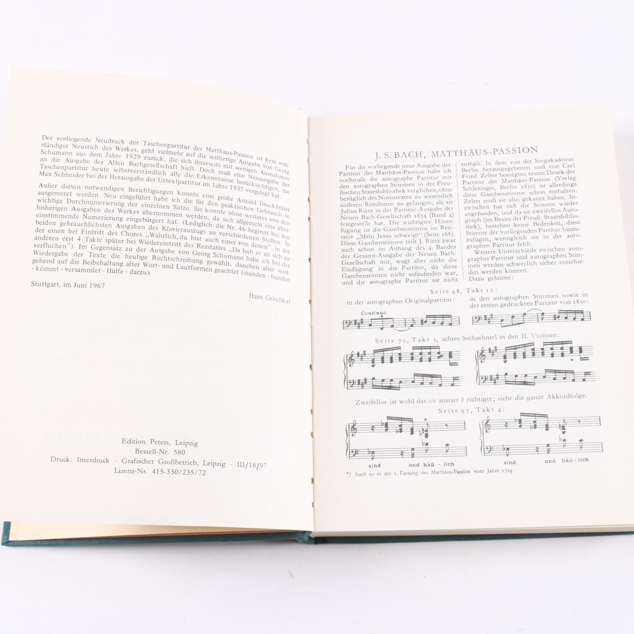 Sheet Music Including Bach's "Matthäus-Passion"