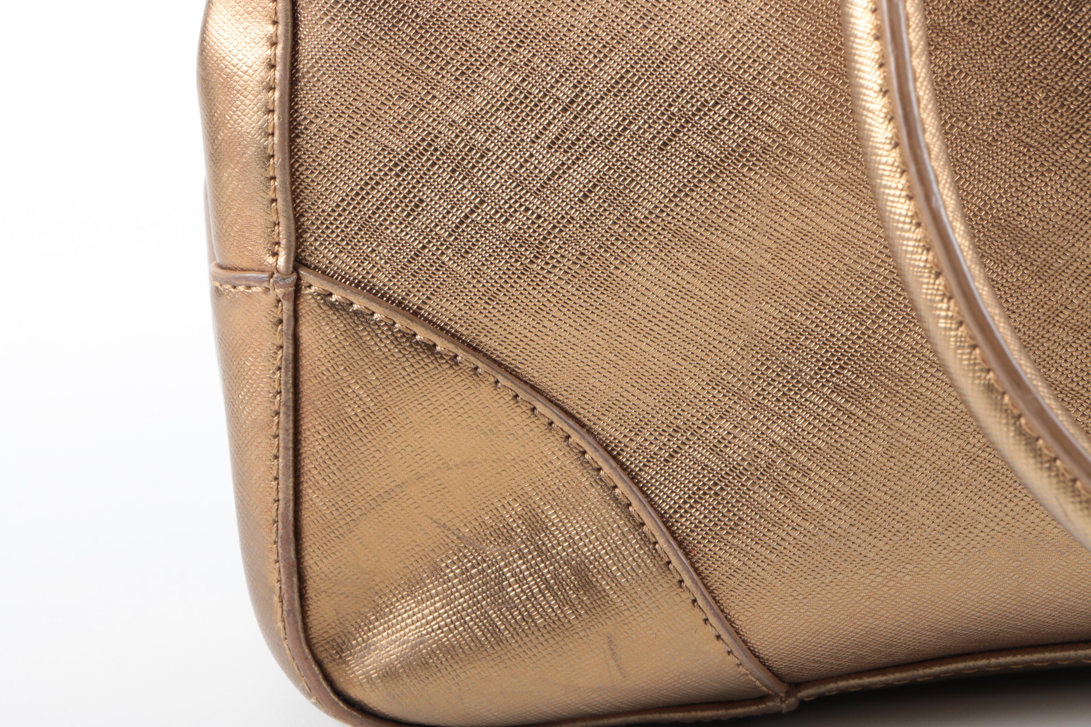 Tory Burch Textured Gold Metallic Tote Bag