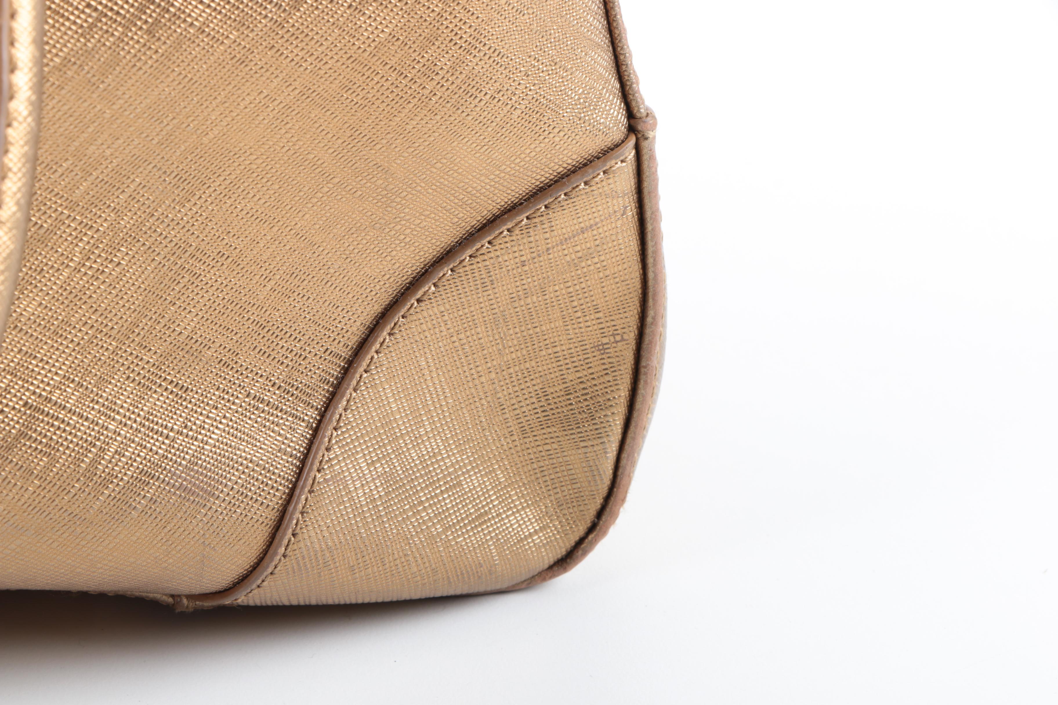 Tory Burch Textured Gold Metallic Tote Bag