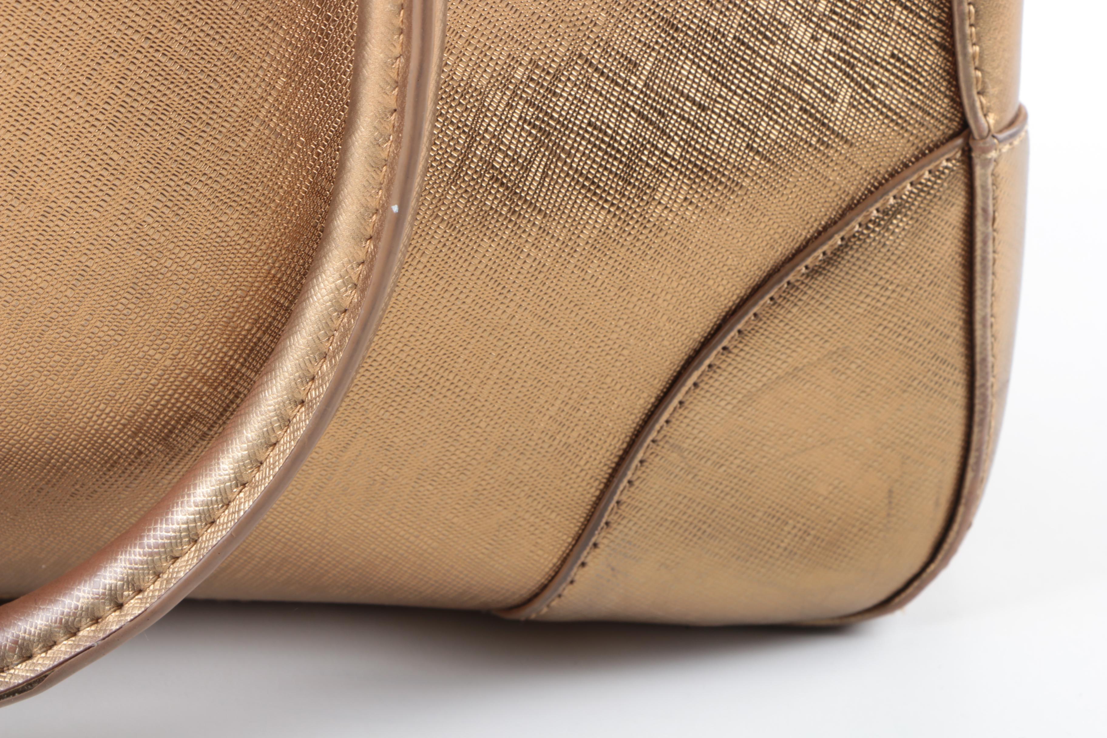 Tory Burch Textured Gold Metallic Tote Bag