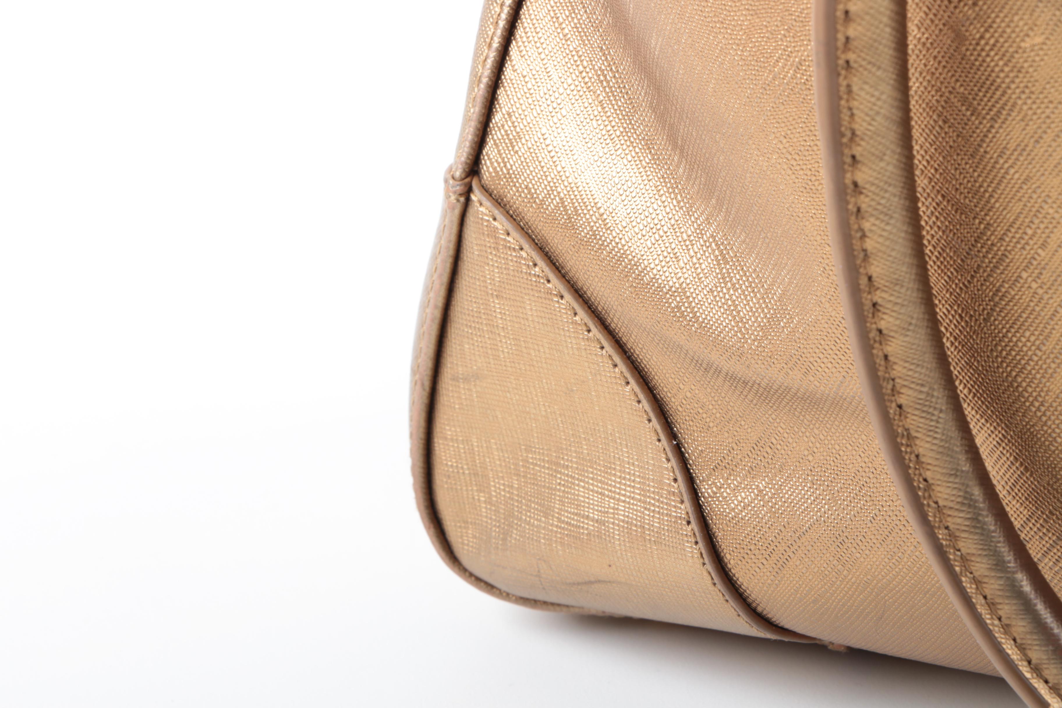 Tory Burch Textured Gold Metallic Tote Bag