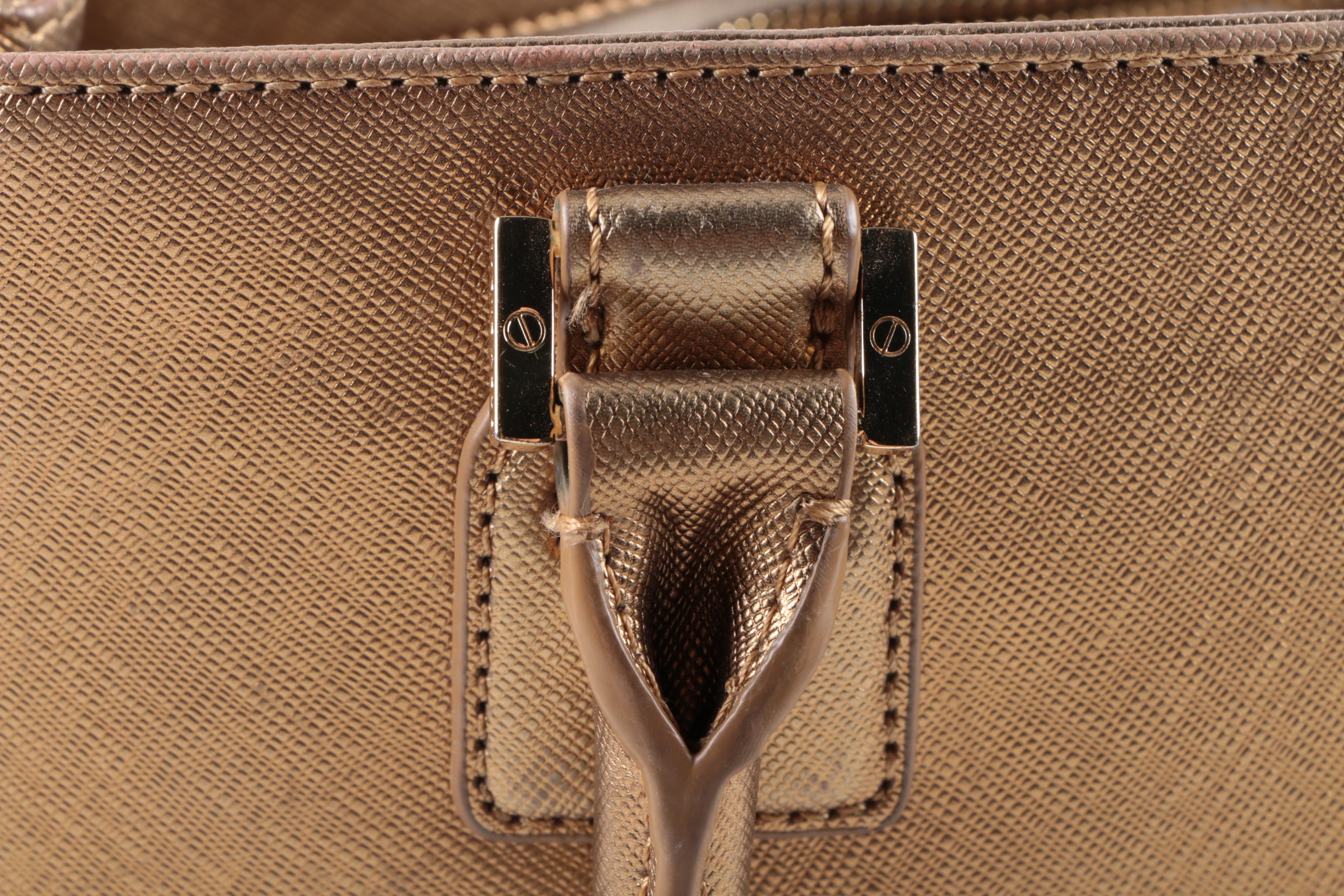 Tory Burch Textured Gold Metallic Tote Bag