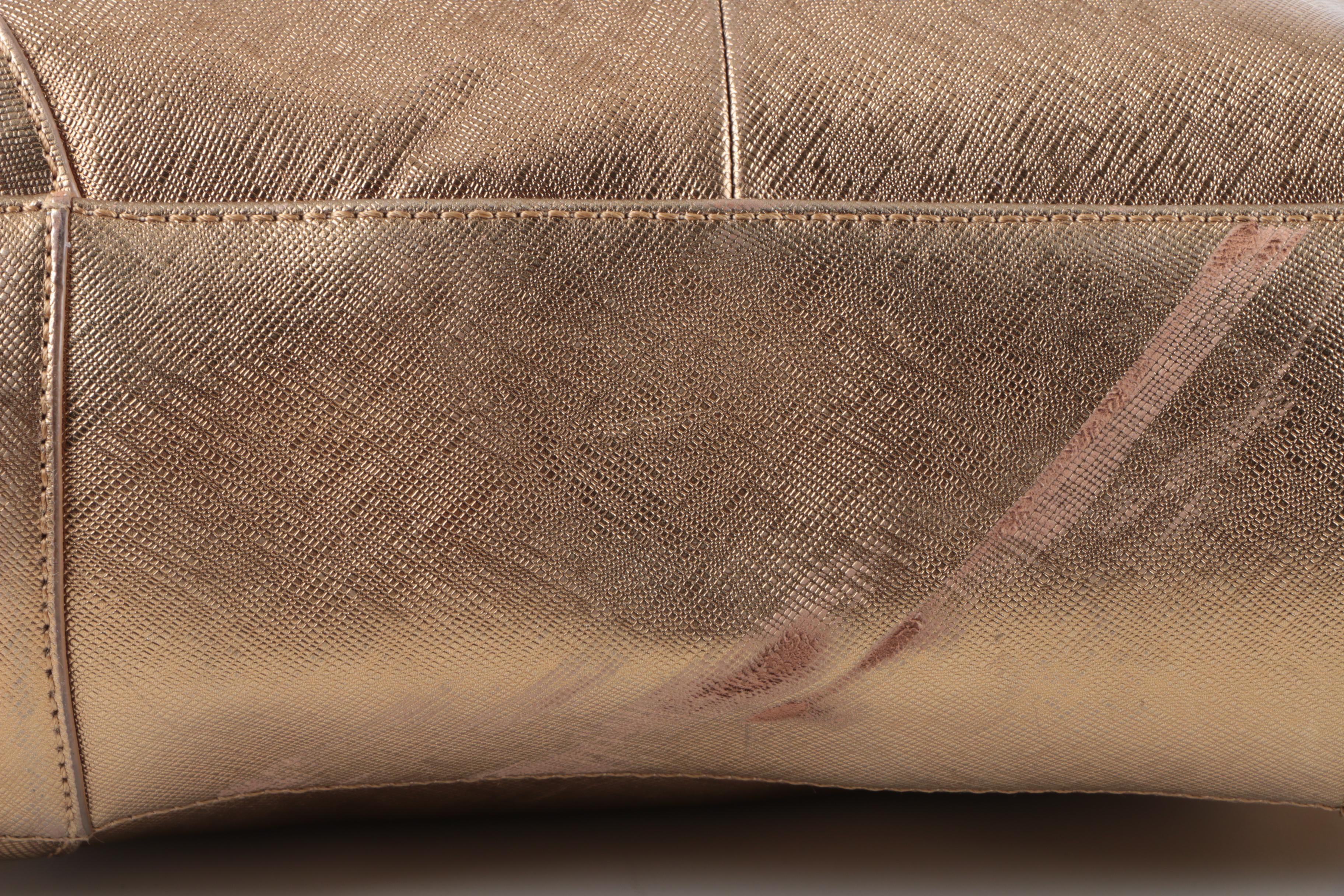 Tory Burch Textured Gold Metallic Tote Bag