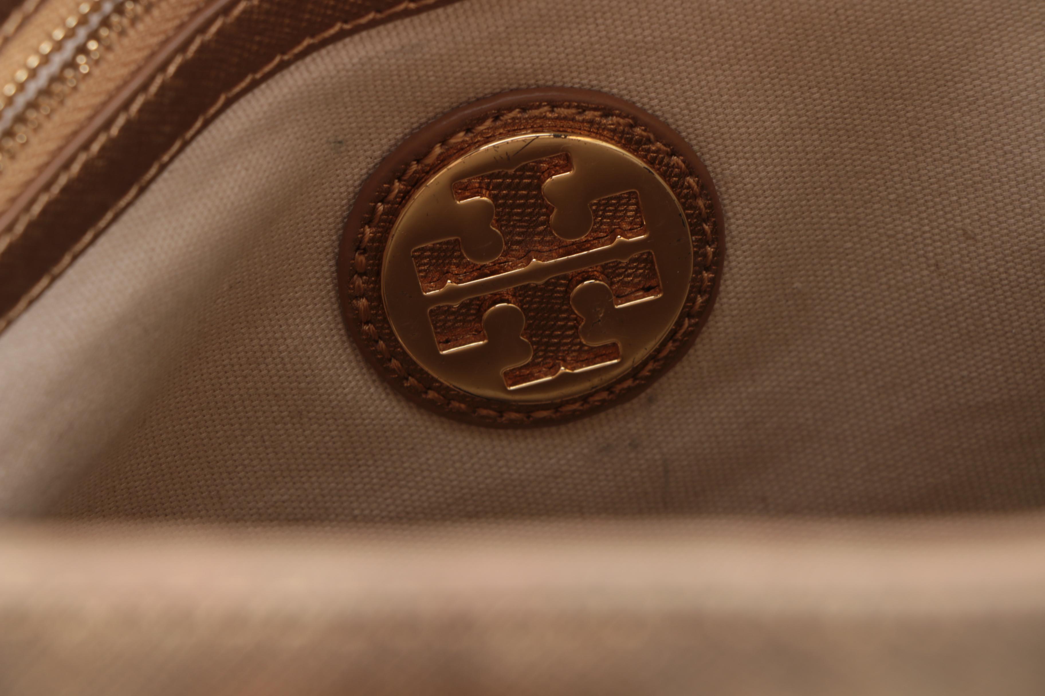 Tory Burch Textured Gold Metallic Tote Bag