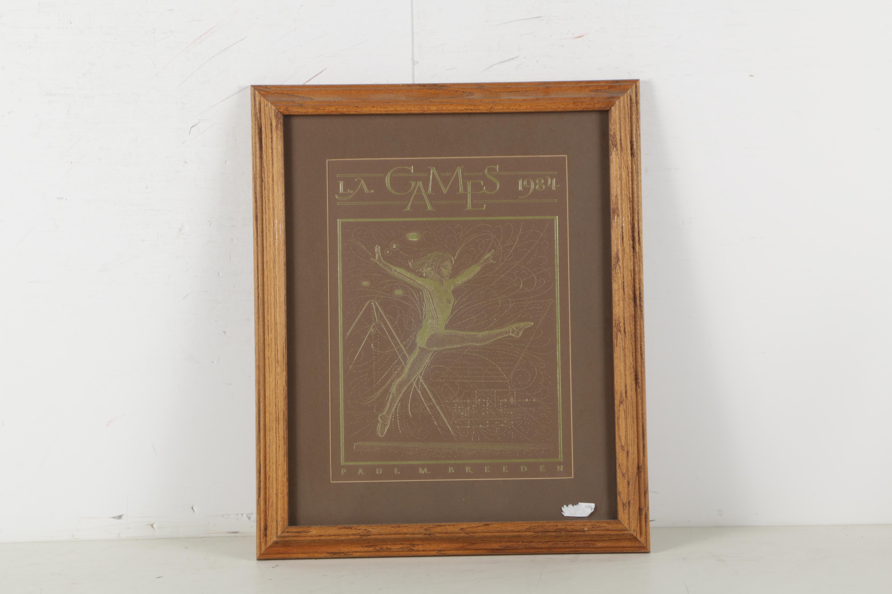 Paul M. Breeden Metal Foil Etchings "L.A. Games 1984"