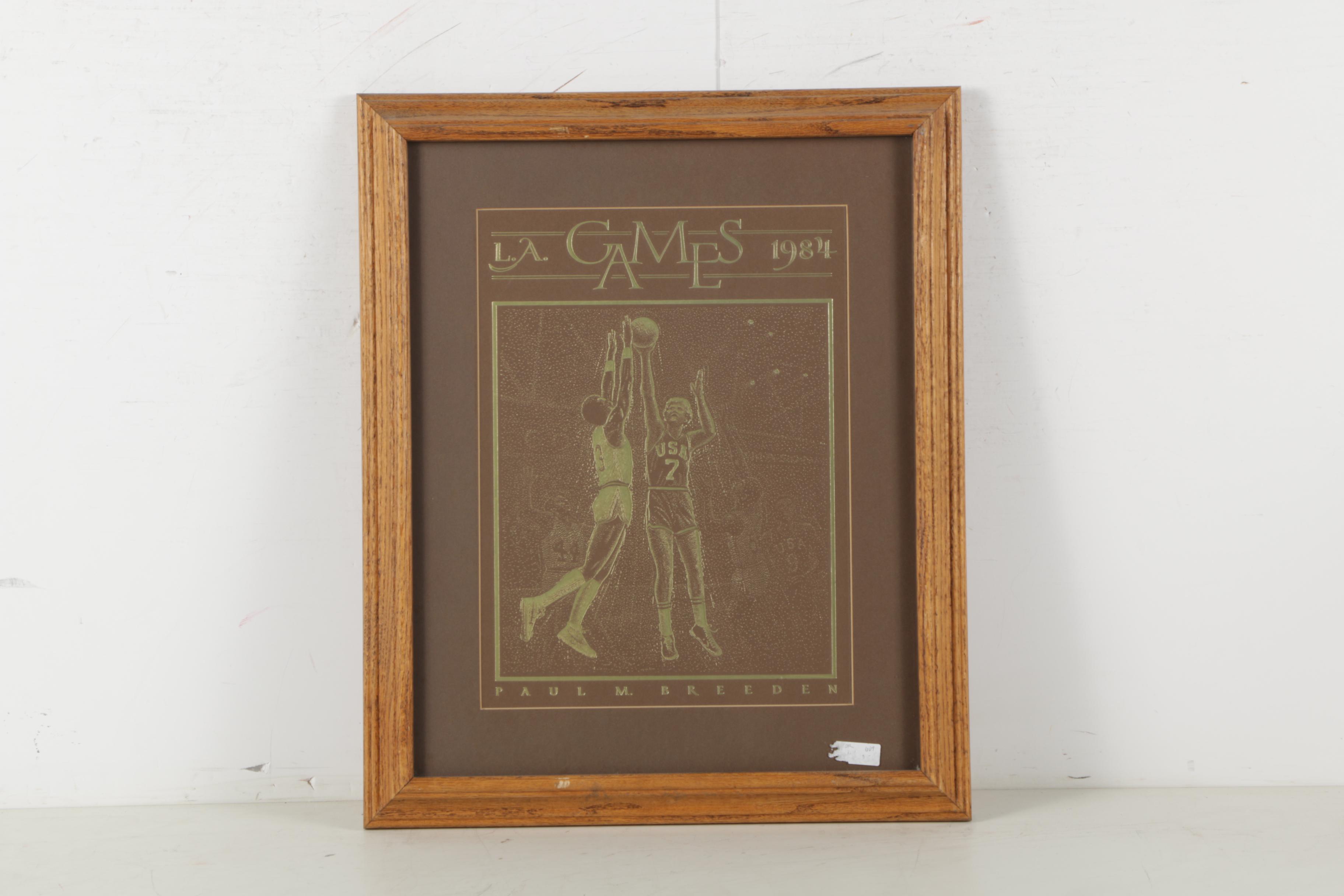 Paul M. Breeden Metal Foil Etchings "L.A. Games 1984"