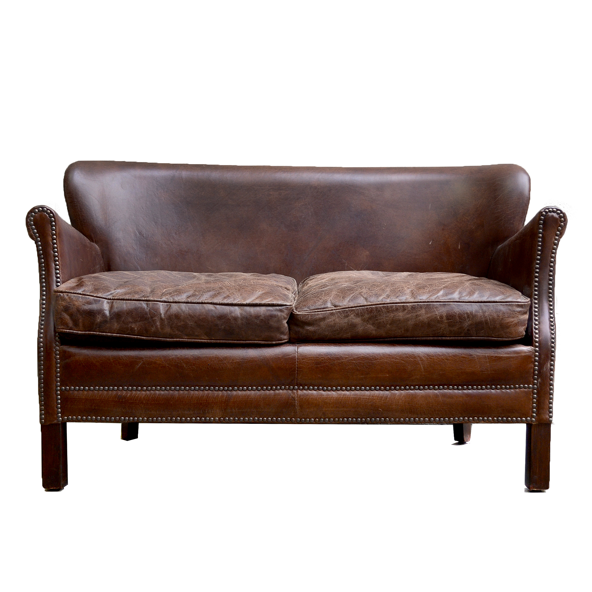 Distressed Leather Settee