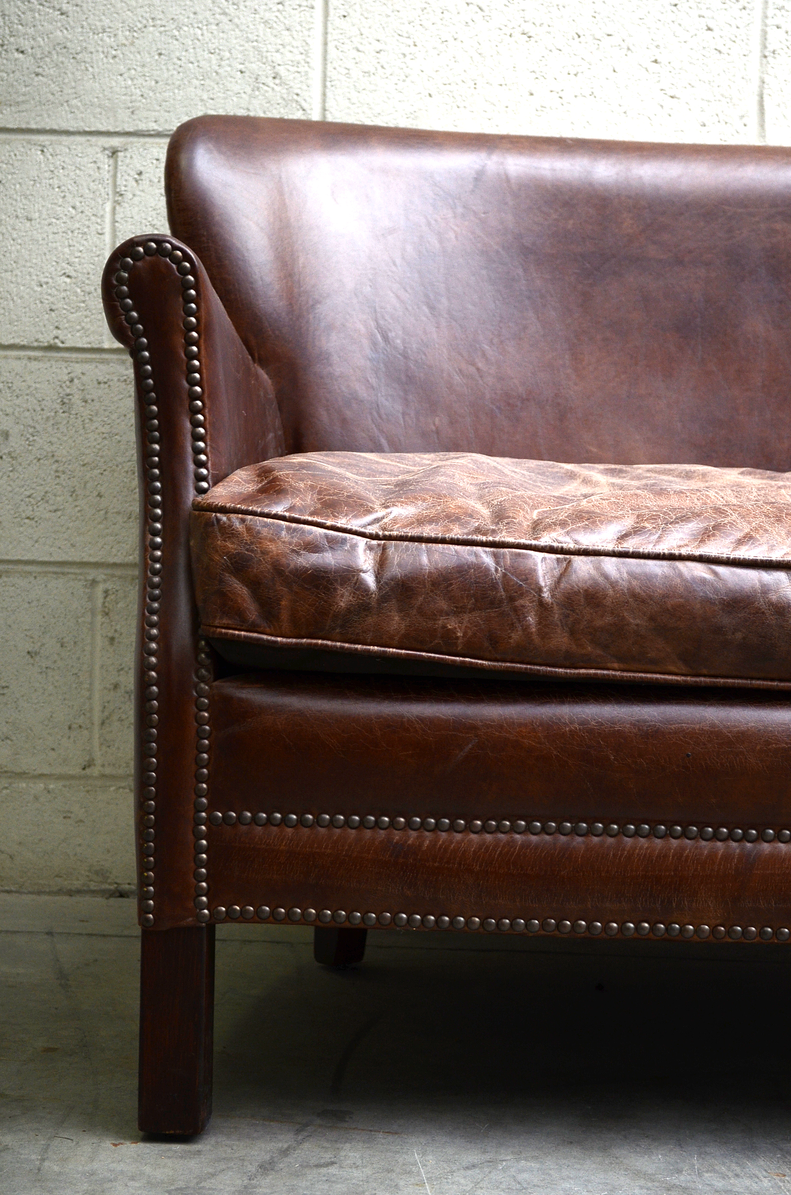 Distressed Leather Settee