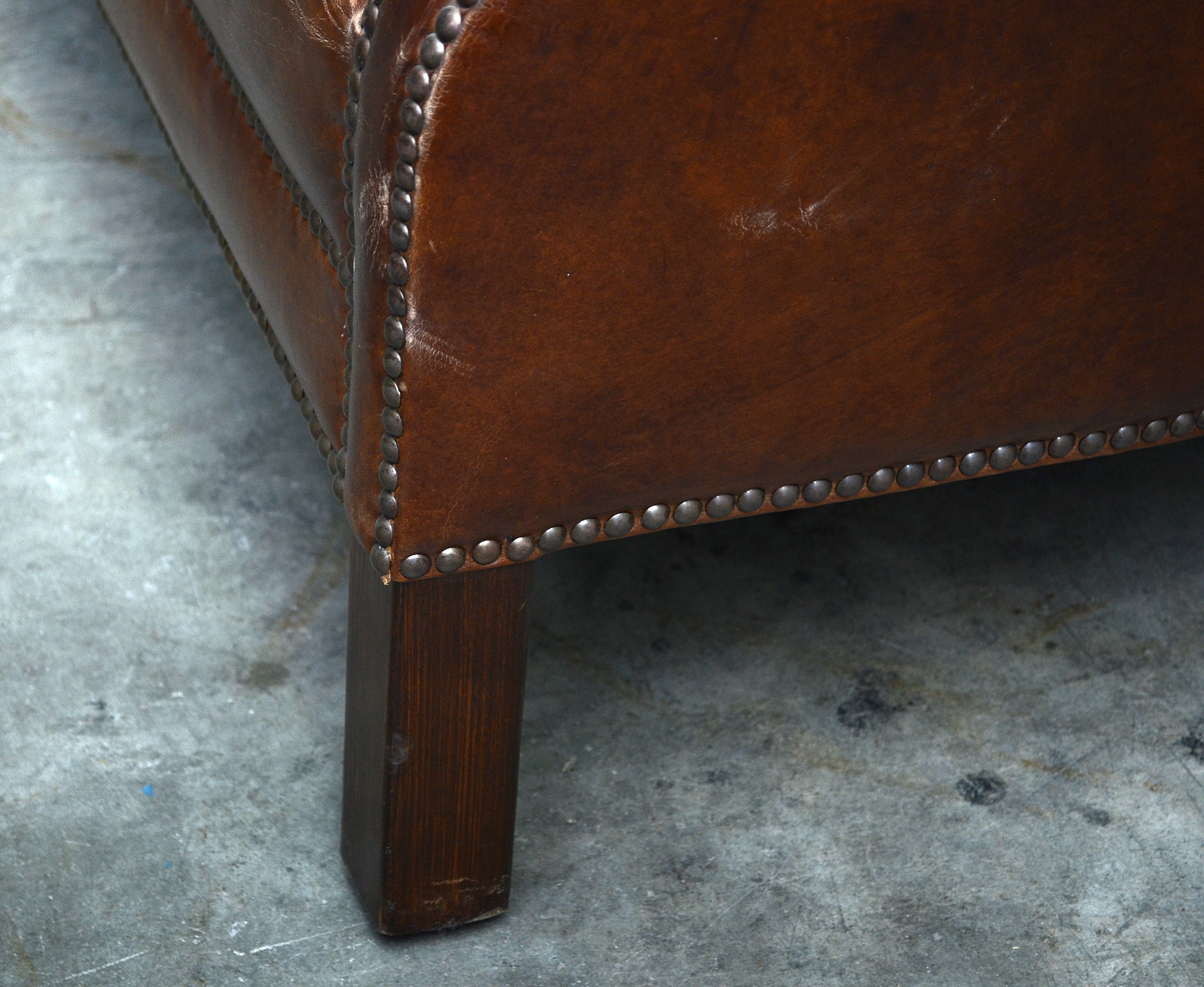 Distressed Leather Settee