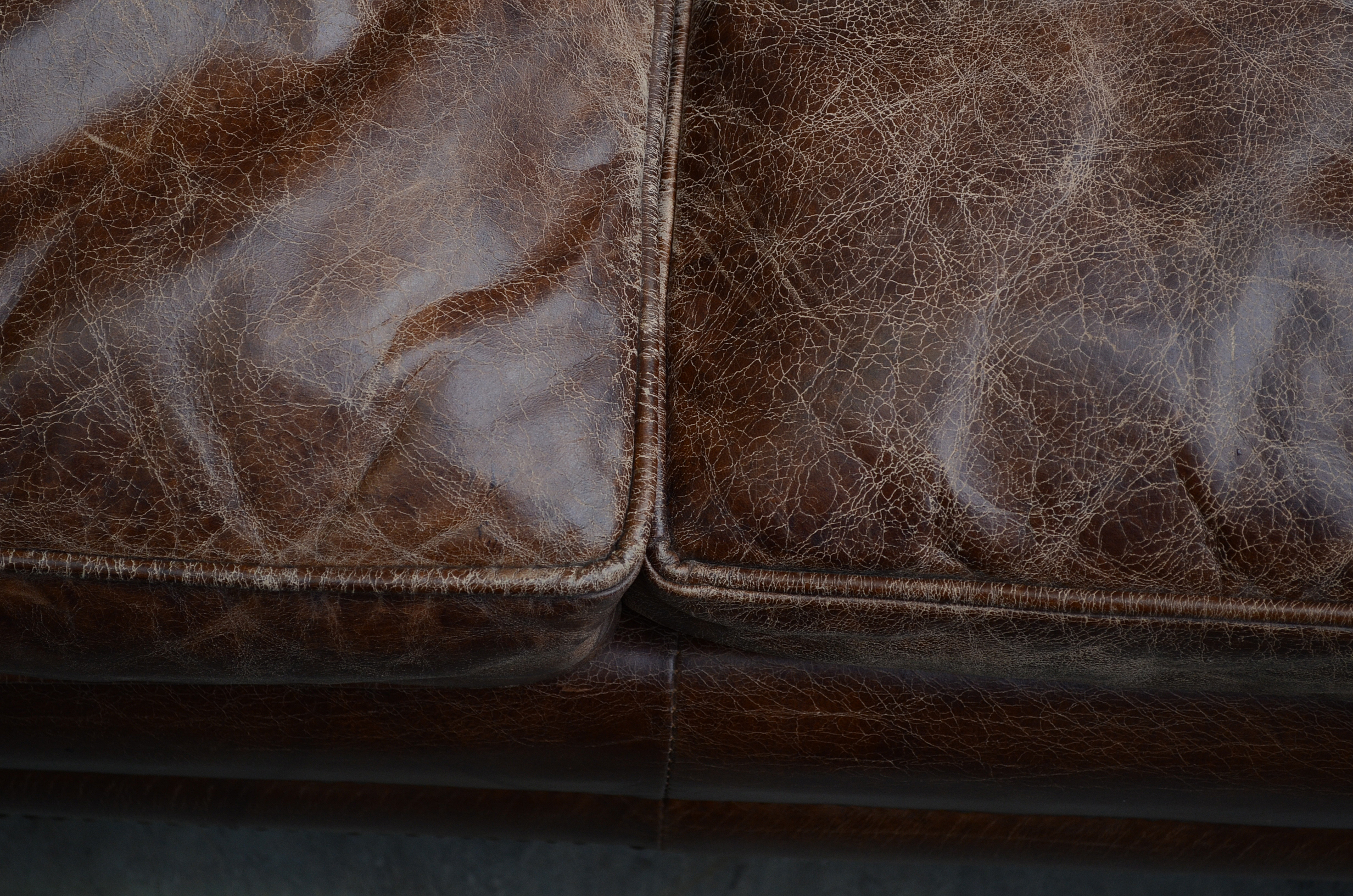 Distressed Leather Settee