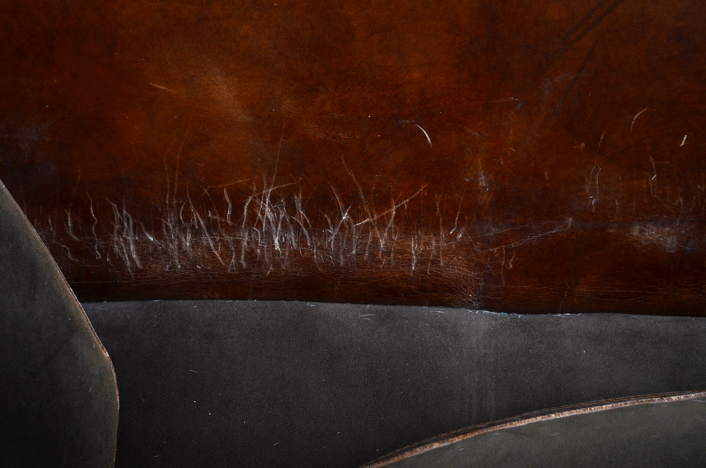 Distressed Leather Settee