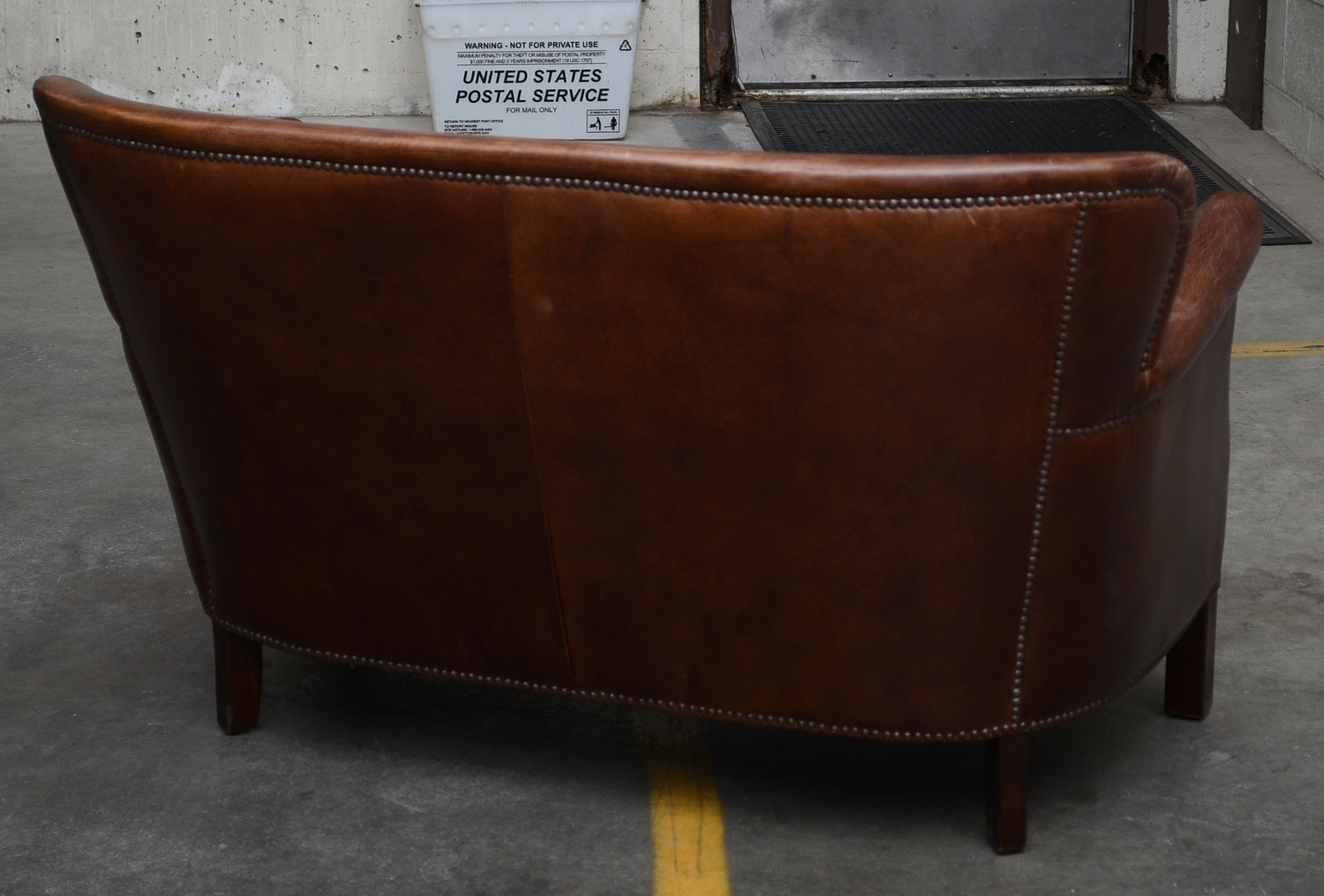 Distressed Leather Settee