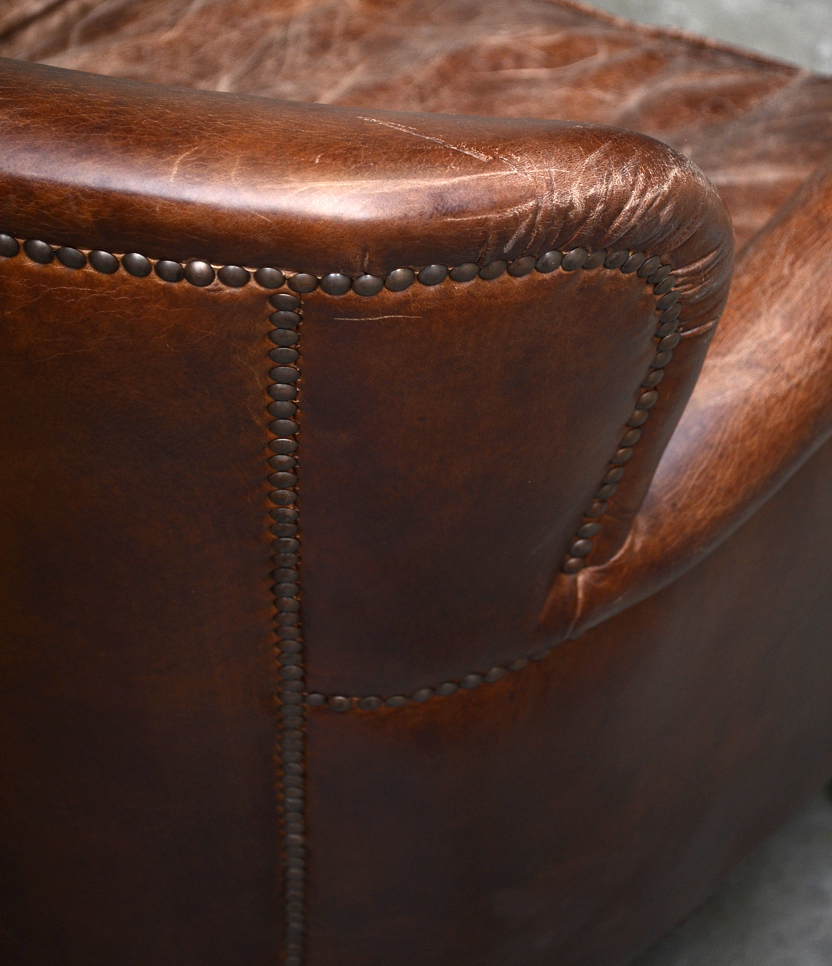 Distressed Leather Settee