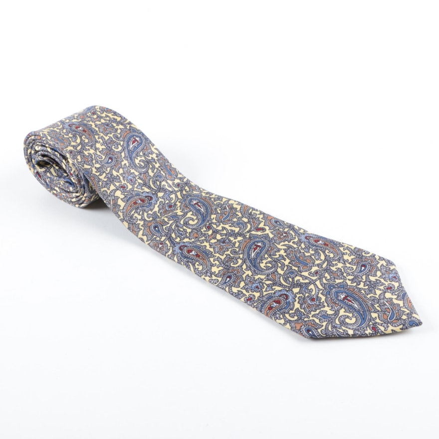 Christian Dior Paisley Print Silk Necktie