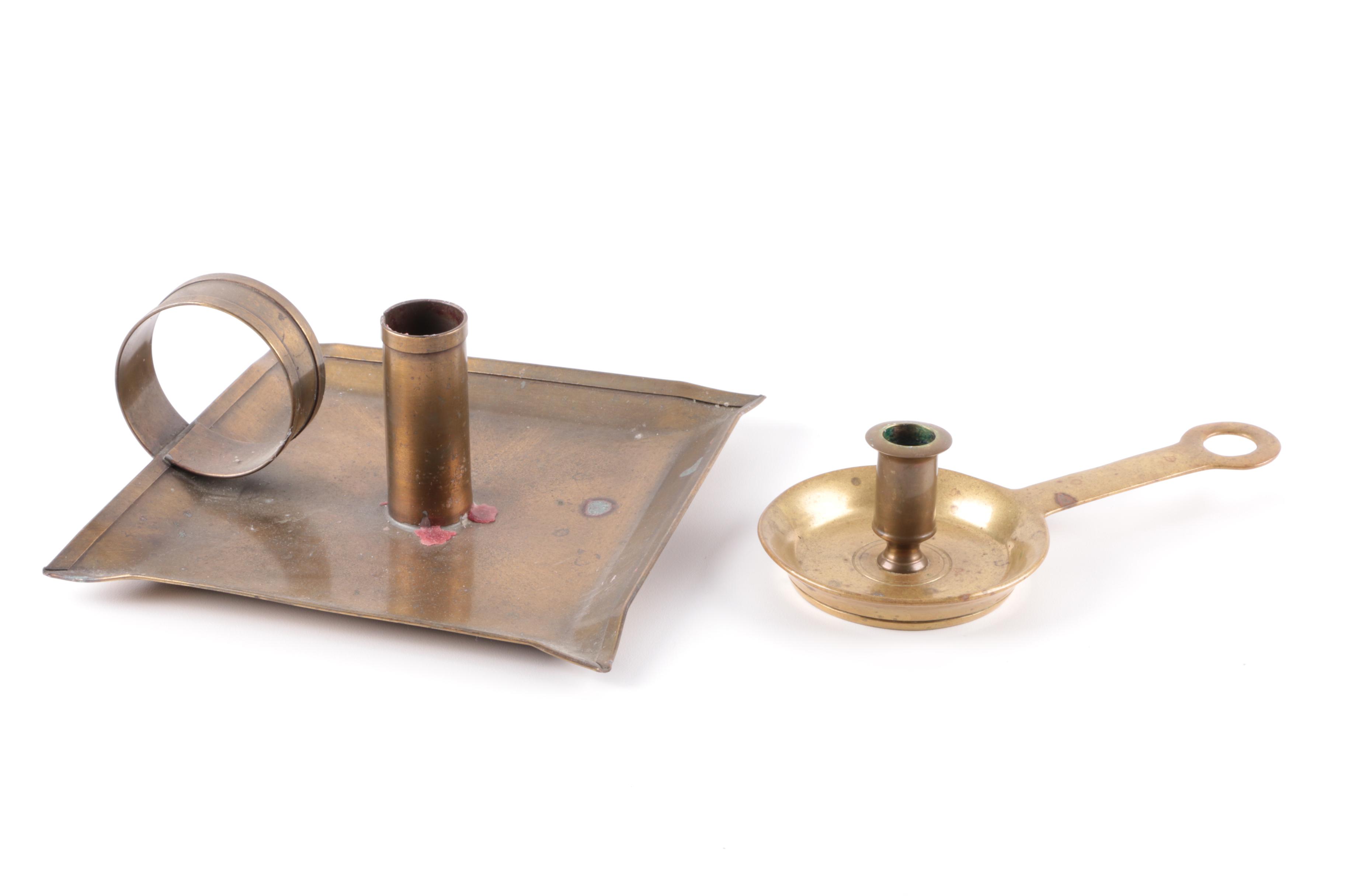 Vintage Brass and Metal Candlesticks including Push Up Style and Sconces