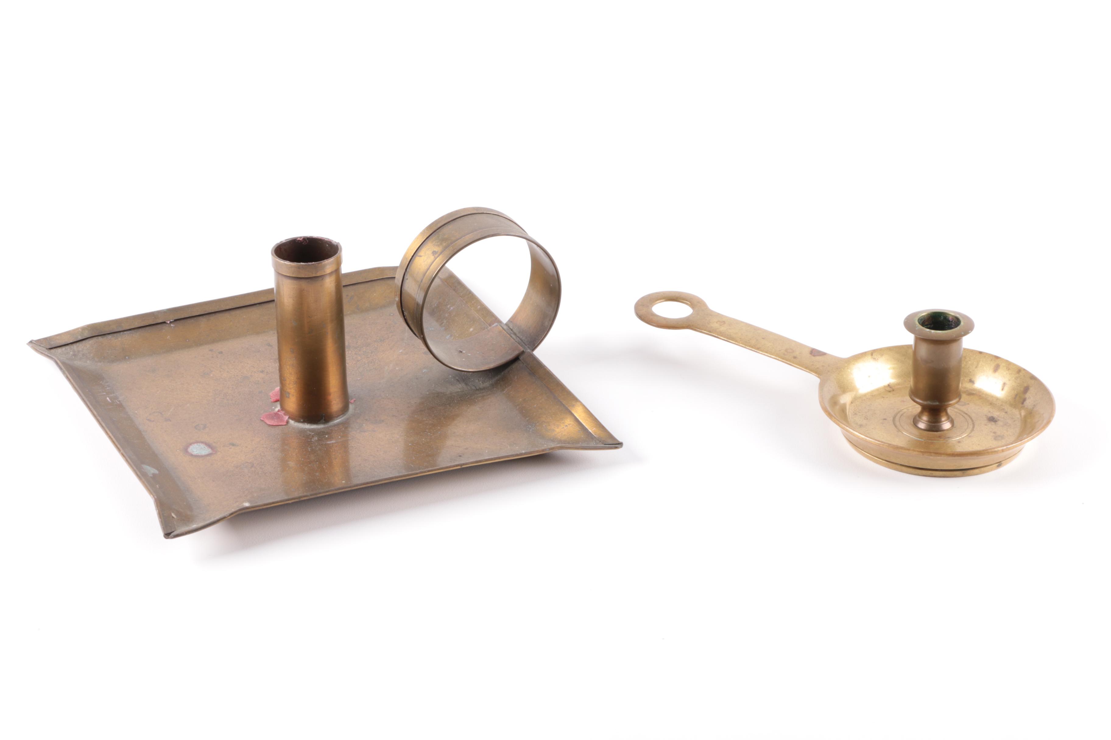 Vintage Brass and Metal Candlesticks including Push Up Style and Sconces