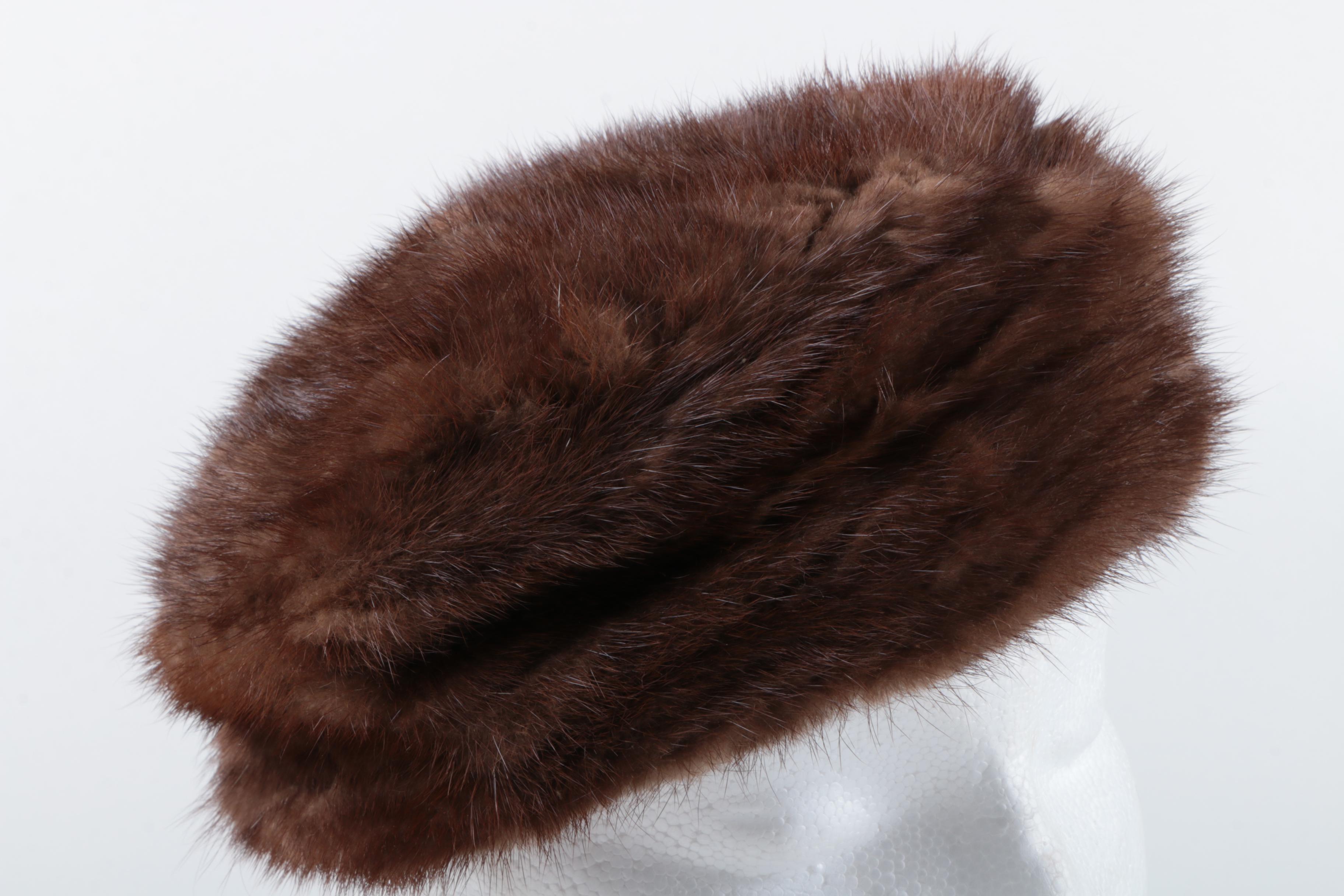 Vintage Gus Meyer Mink Fur Hat and Ruched Velvet Hat Saks Fifth Avenue Millinery