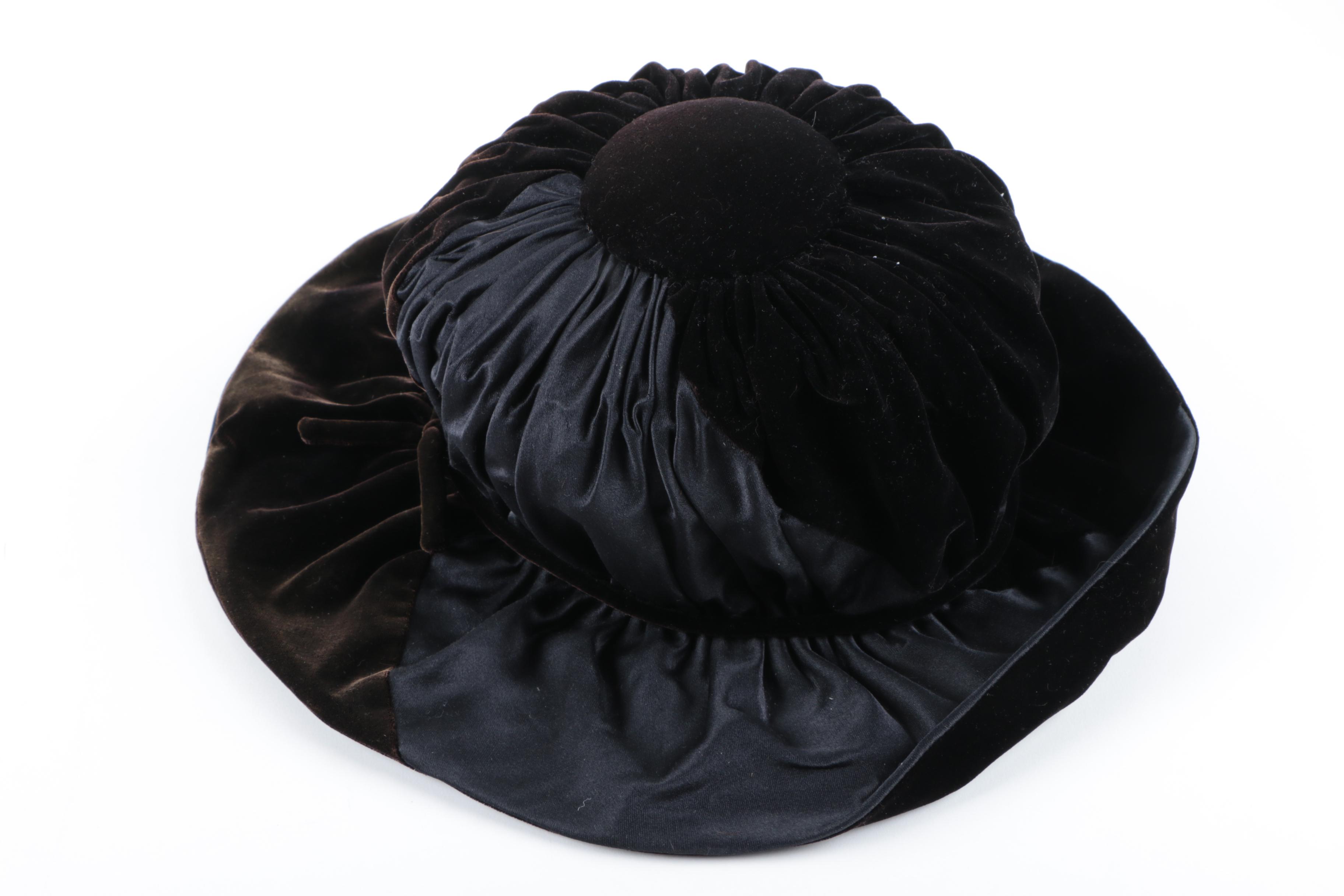 Vintage Gus Meyer Mink Fur Hat and Ruched Velvet Hat Saks Fifth Avenue Millinery