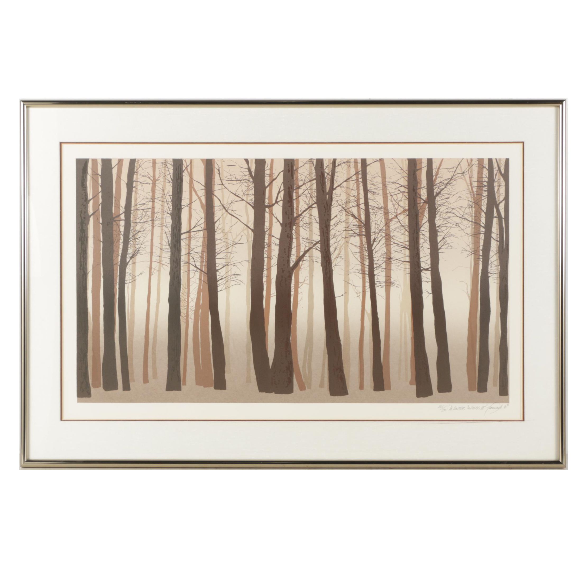 William Omurcada 1980 Color Lithograph "Winter Woods II"