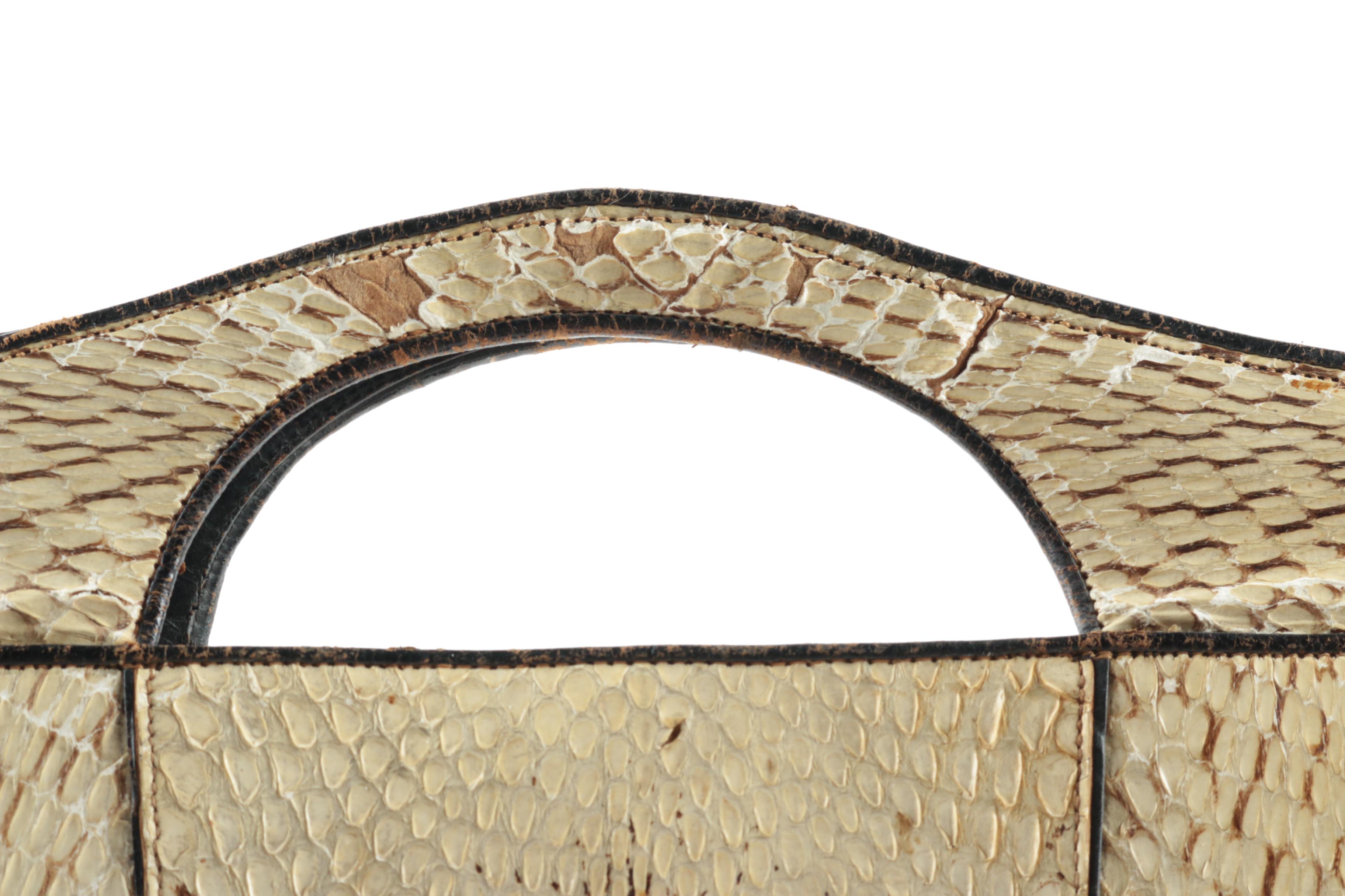 Vintage Indian Spectacled Cobra Skin Handbag