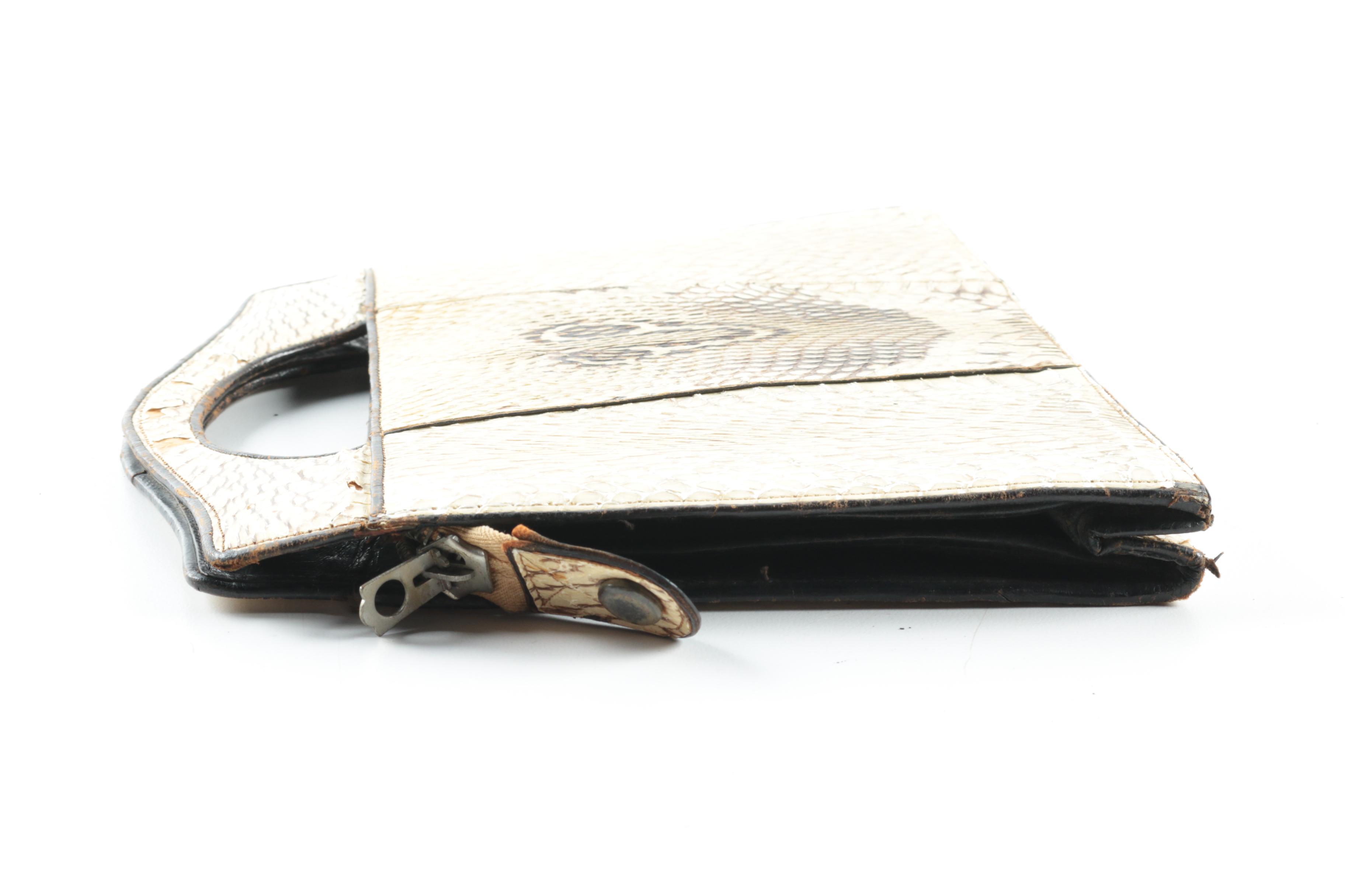 Vintage Indian Spectacled Cobra Skin Handbag