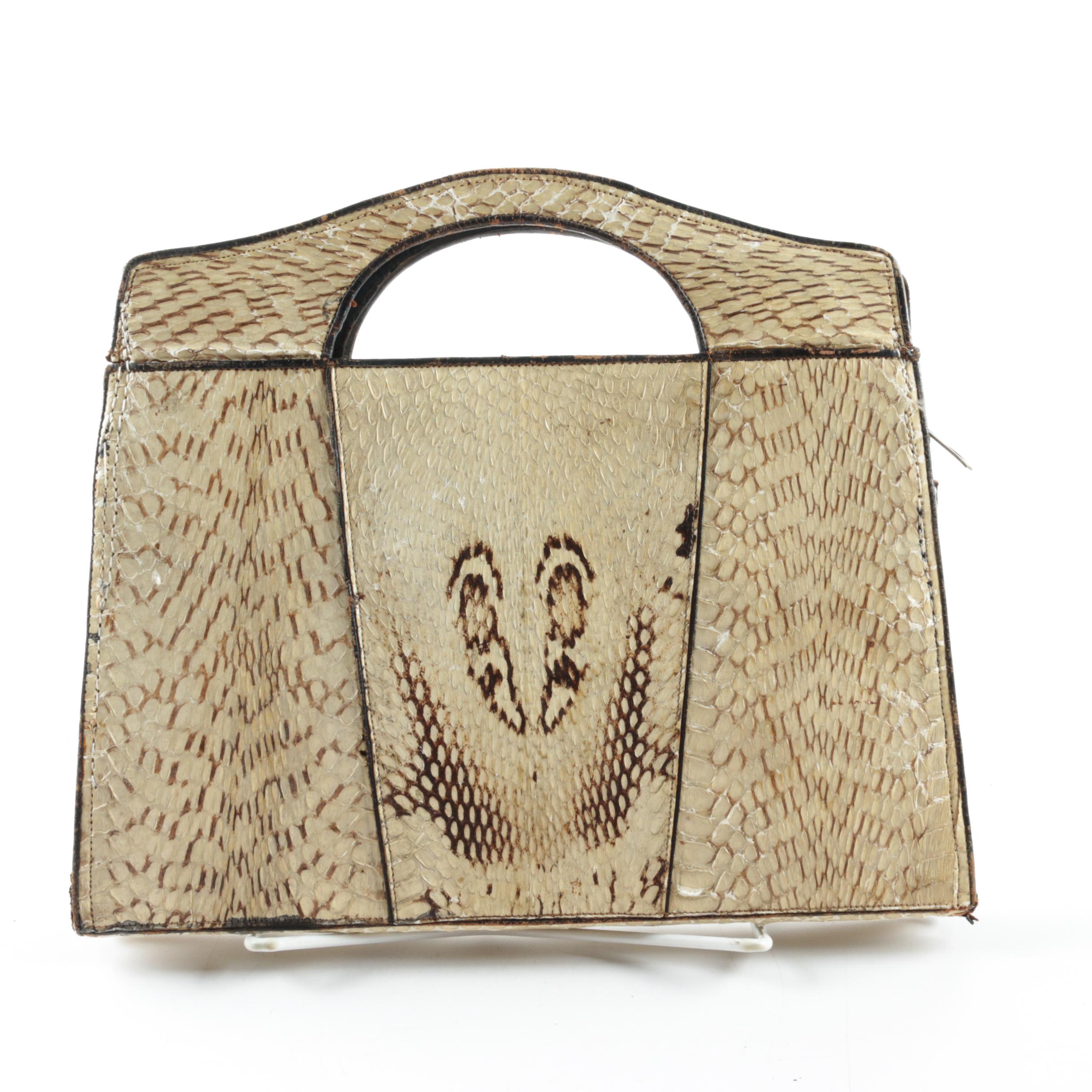 Vintage Indian Spectacled Cobra Skin Handbag