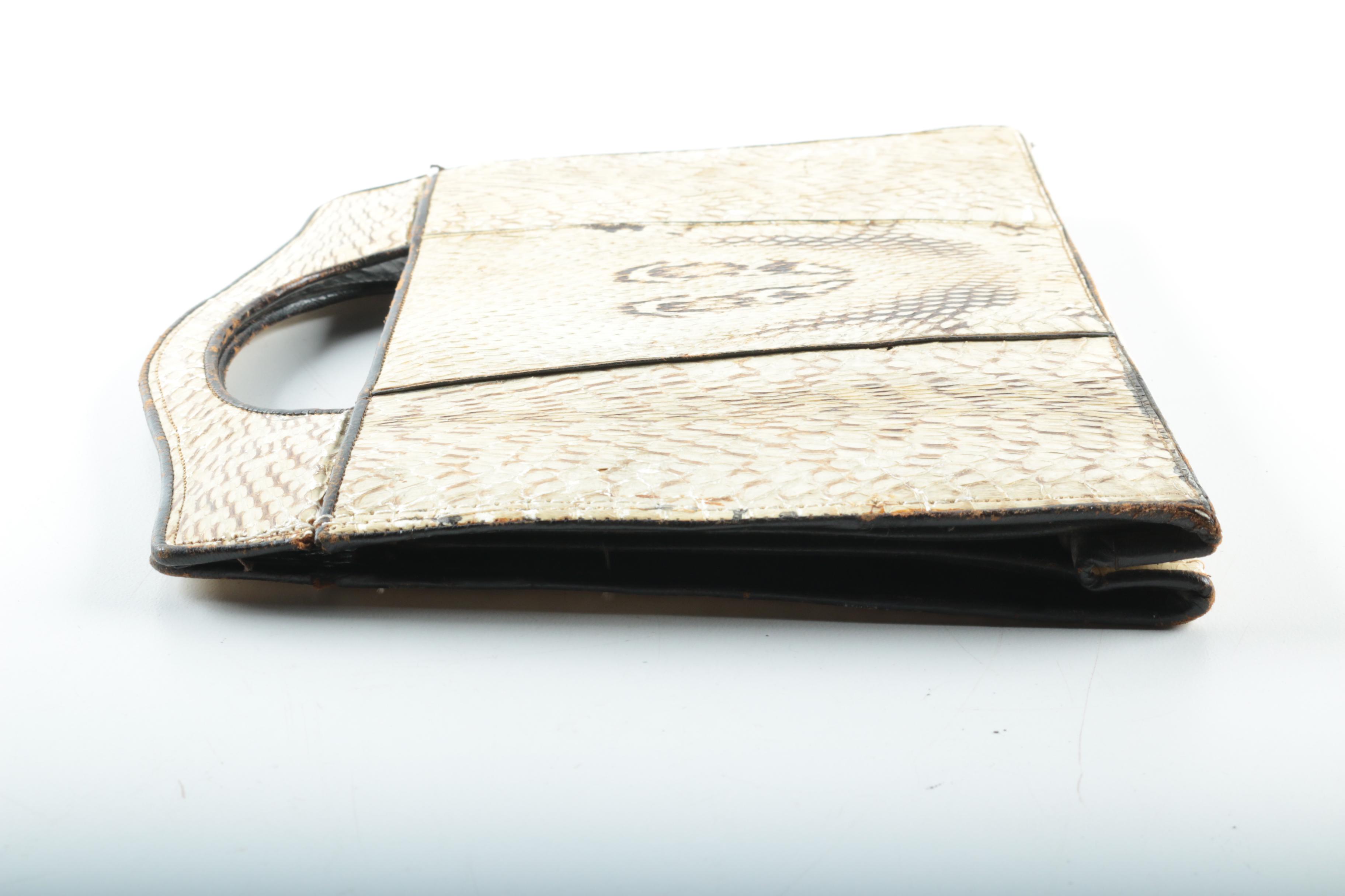 Vintage Indian Spectacled Cobra Skin Handbag