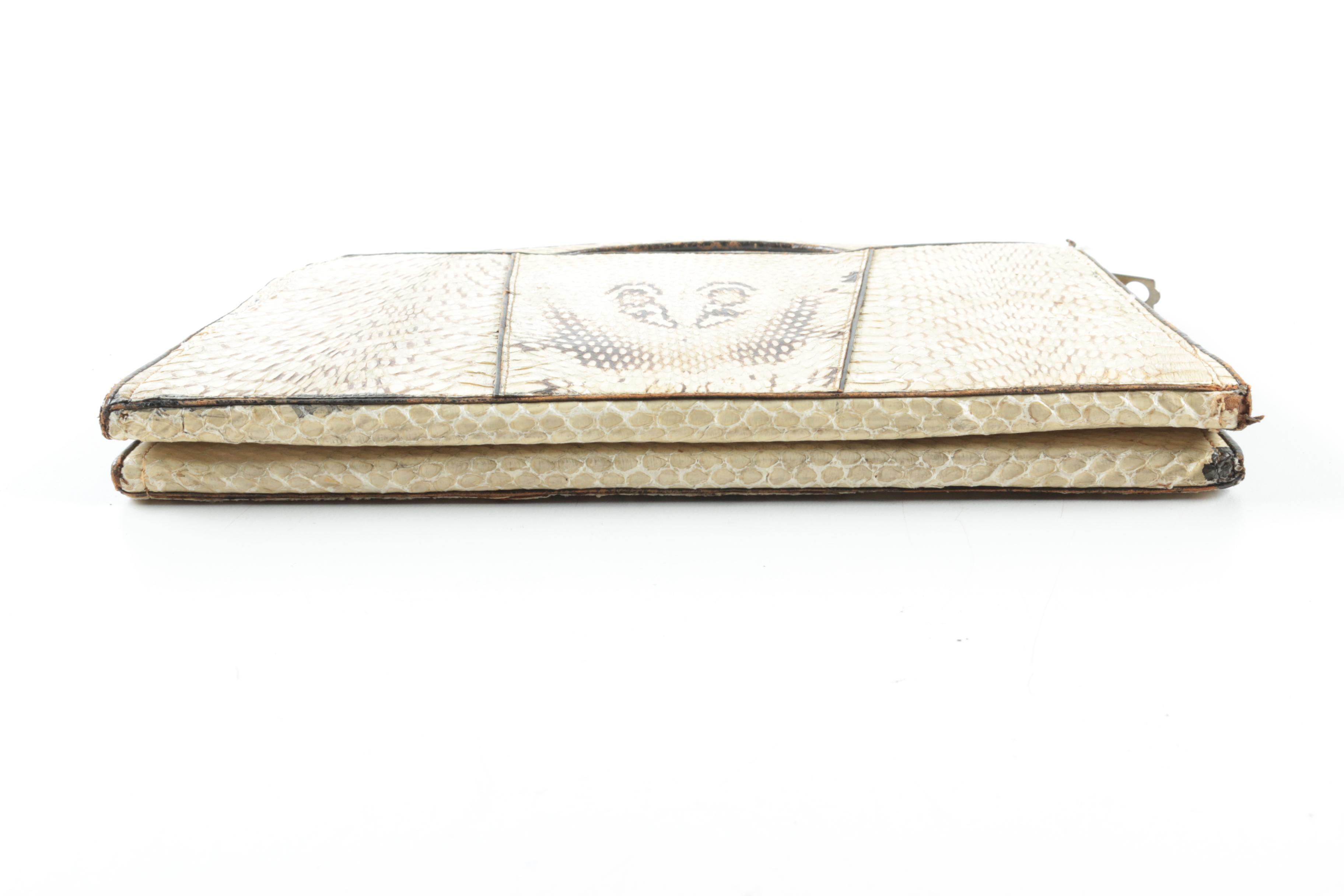 Vintage Indian Spectacled Cobra Skin Handbag