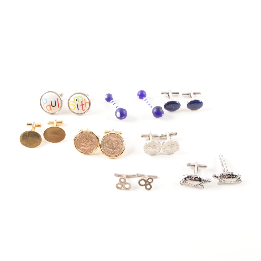 Silver and Gold Toned Cufflink Selection Featuring Paul Smith