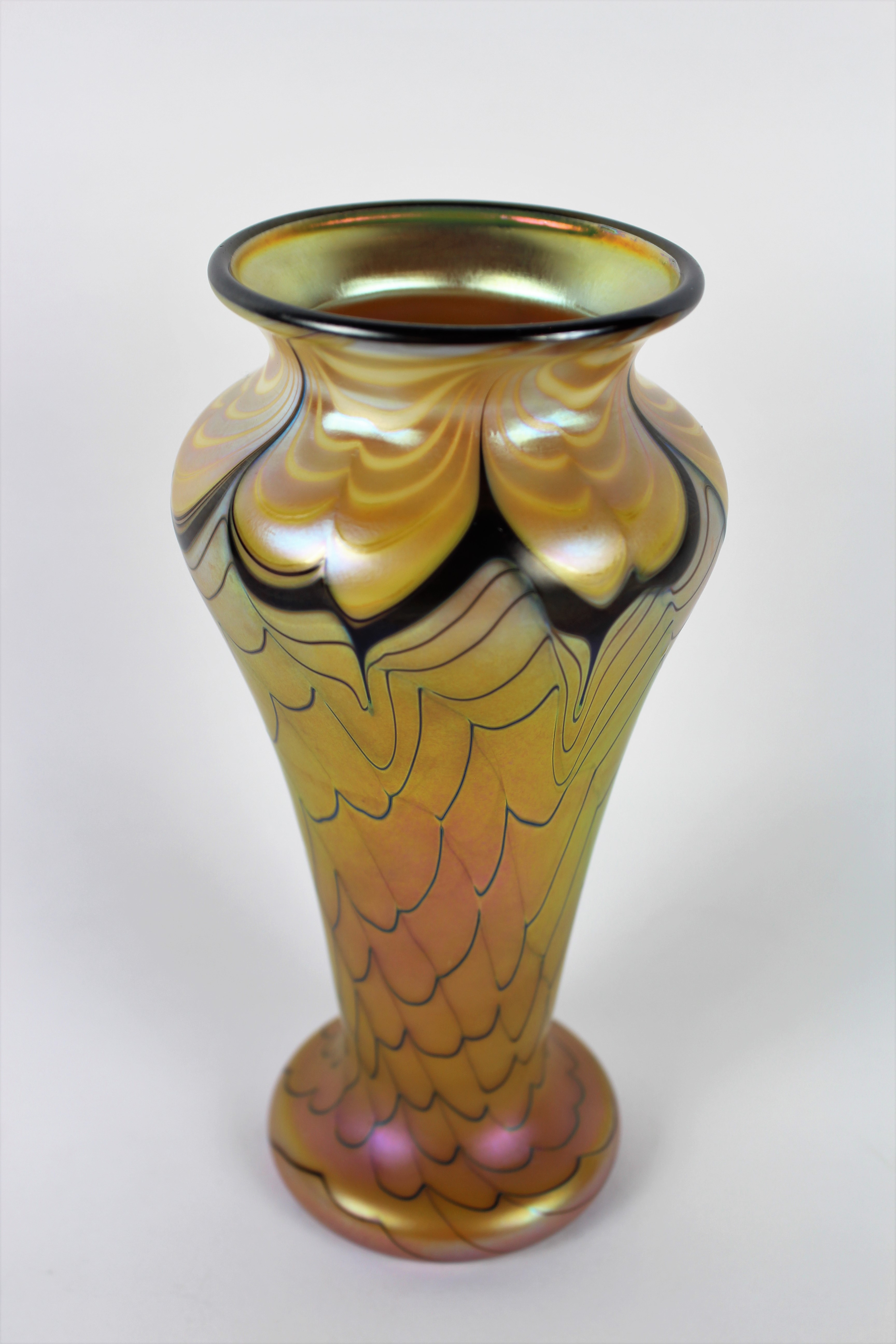 Orient and Flume Art Glass Iridescent Vase