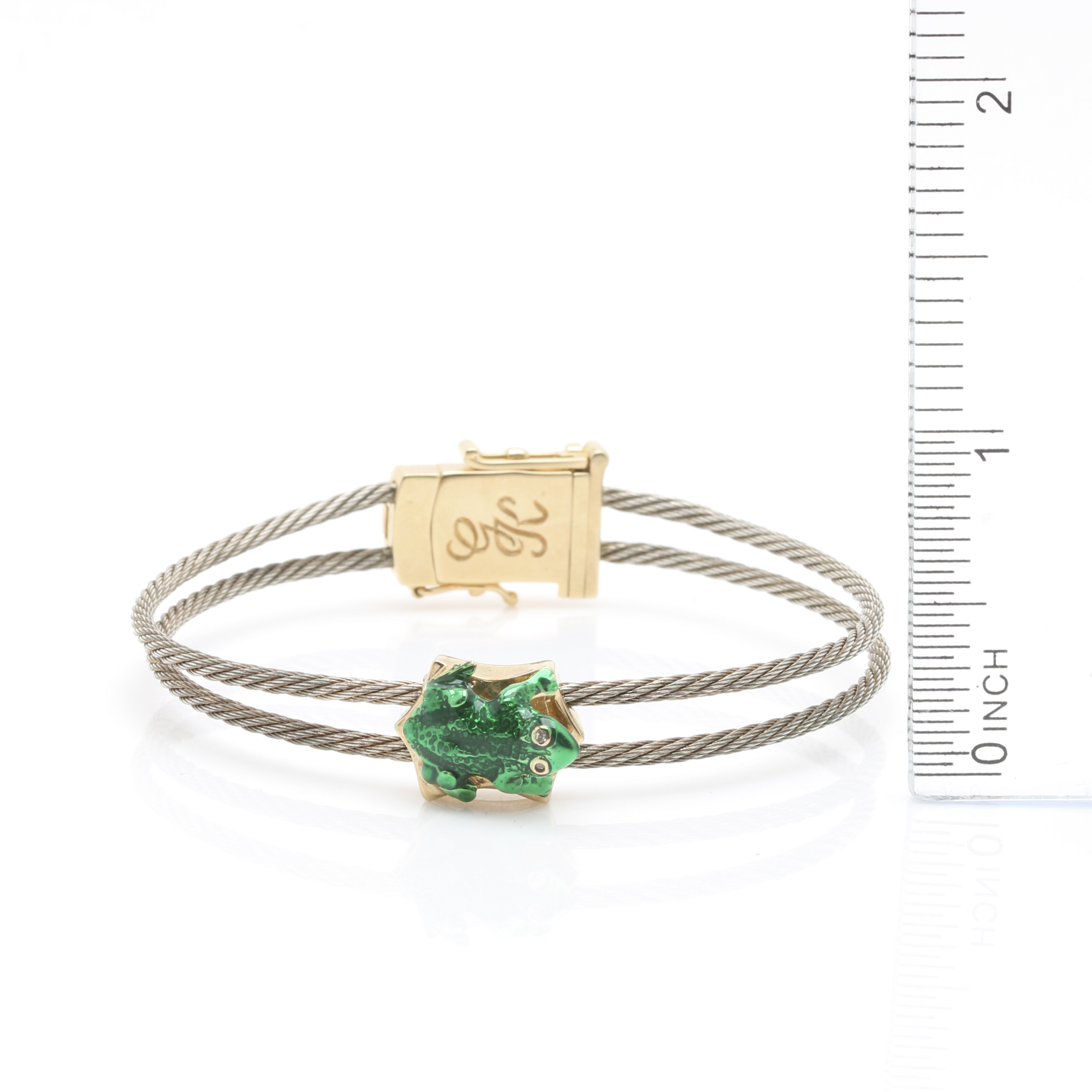 Sterling Silver, 10K and 14K Yellow Gold Diamond and Enamel Bracelet