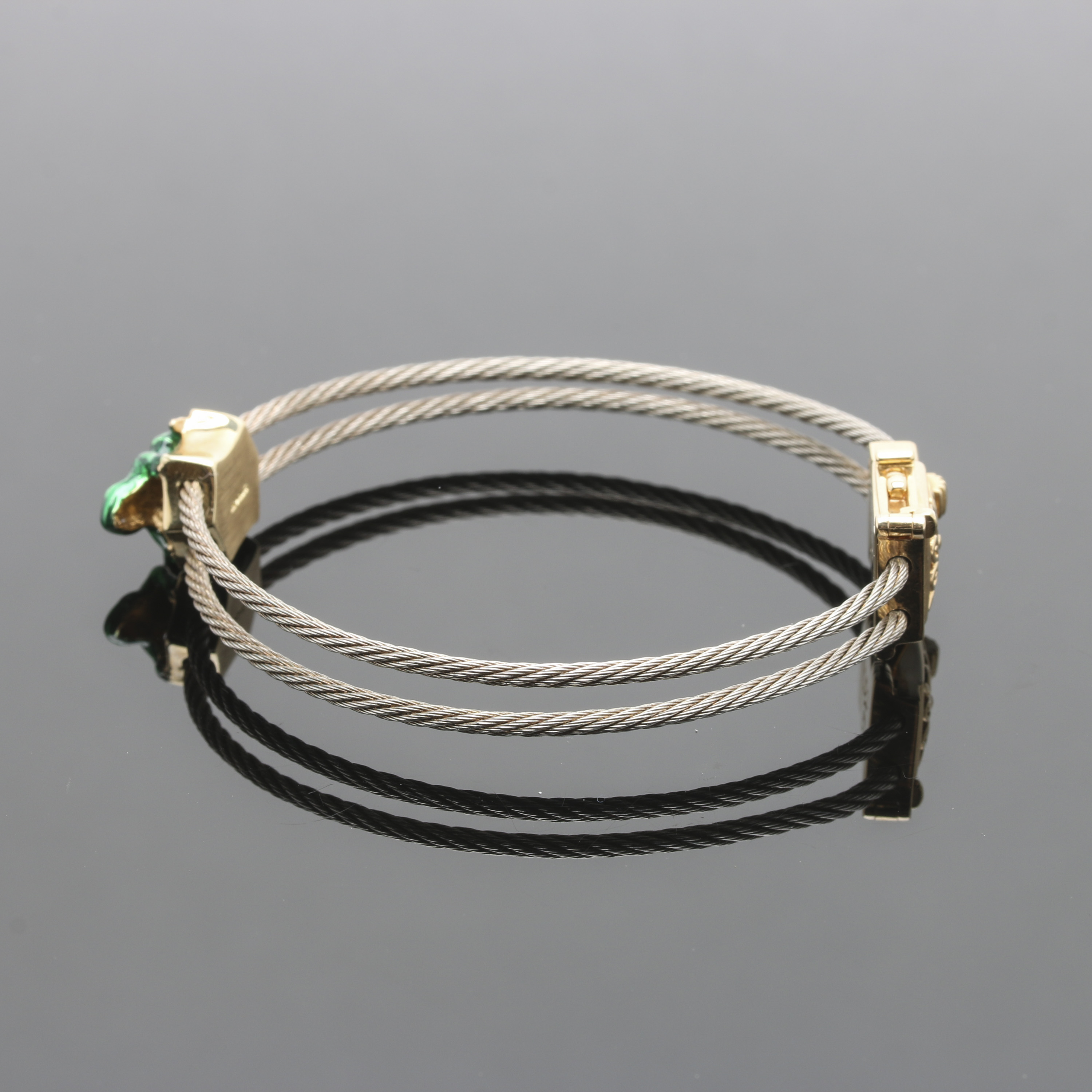 Sterling Silver, 10K and 14K Yellow Gold Diamond and Enamel Bracelet