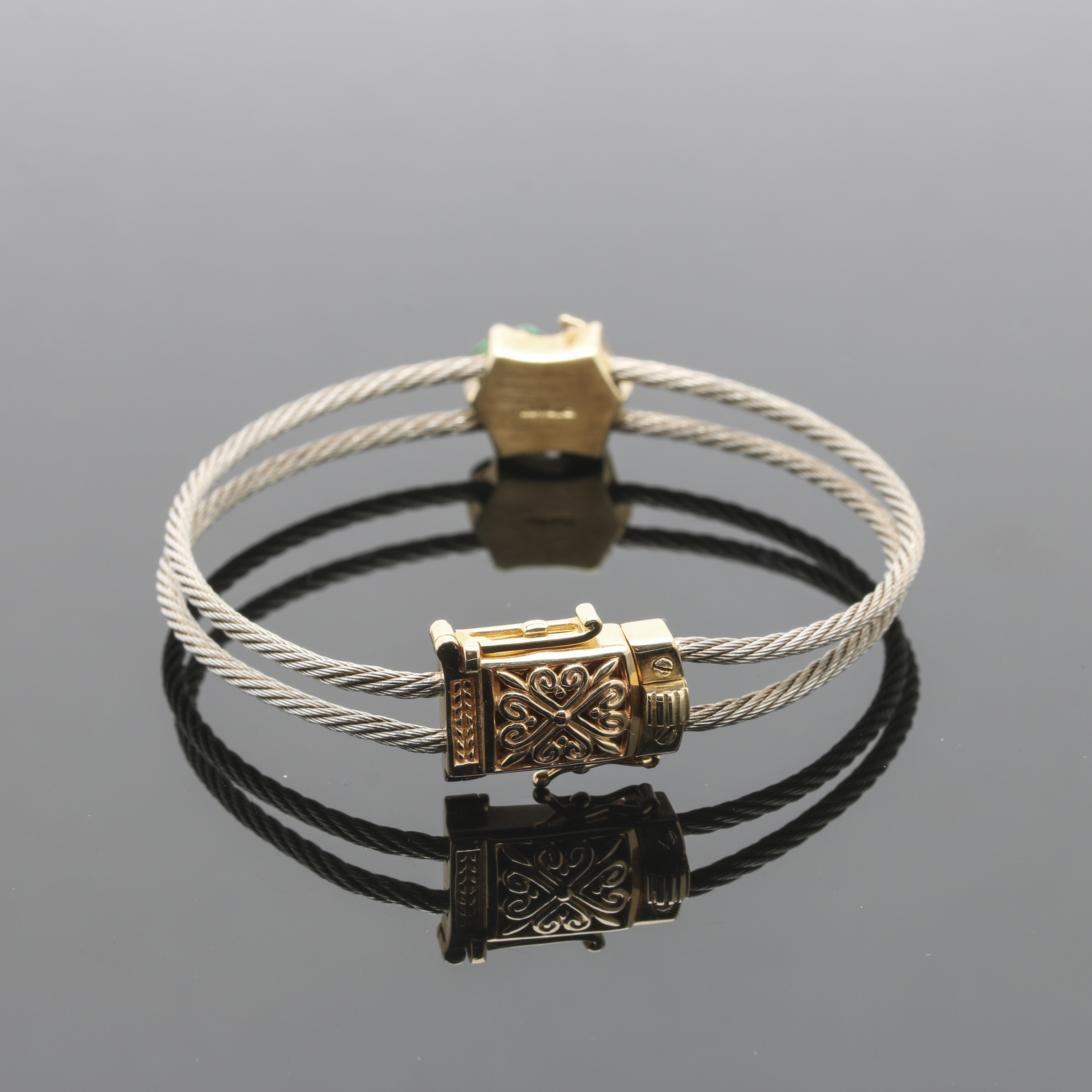 Sterling Silver, 10K and 14K Yellow Gold Diamond and Enamel Bracelet